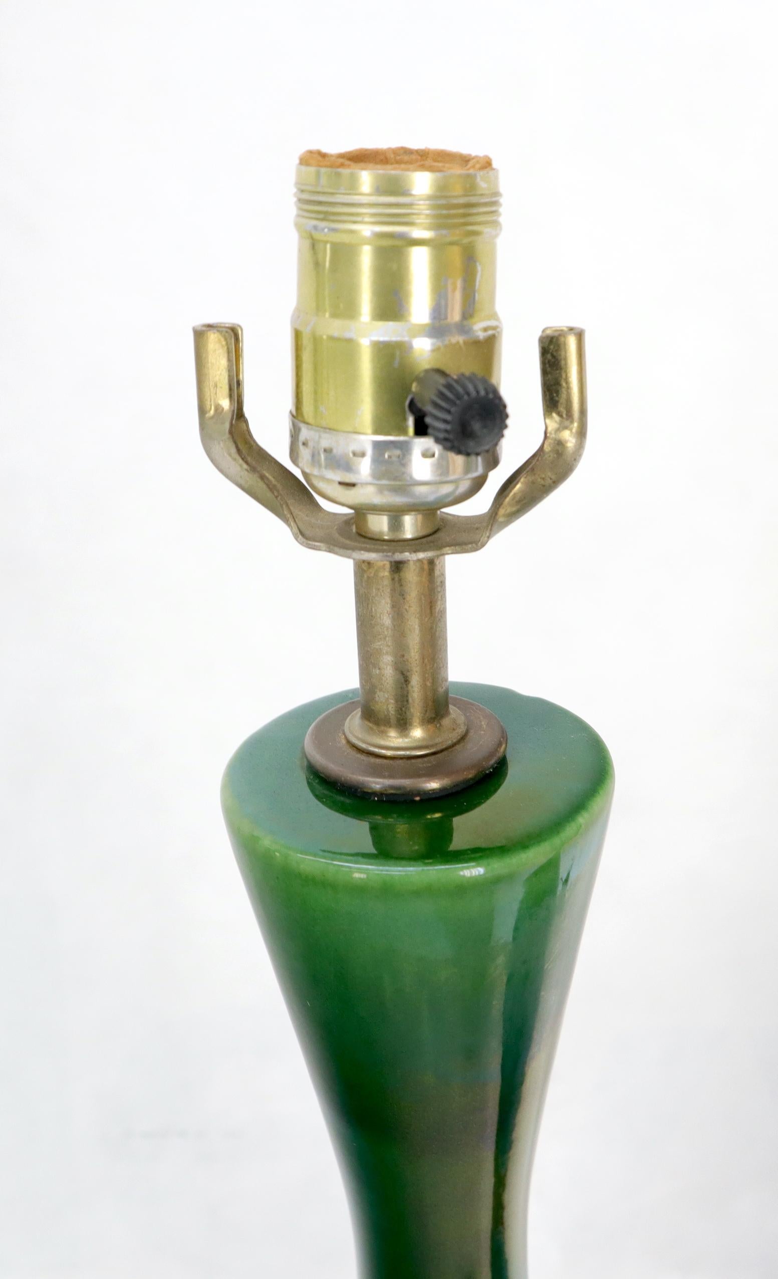 Blue and Green Glaze Onion Shape Pair of Pottery Ceramic of Table Lamps 2
