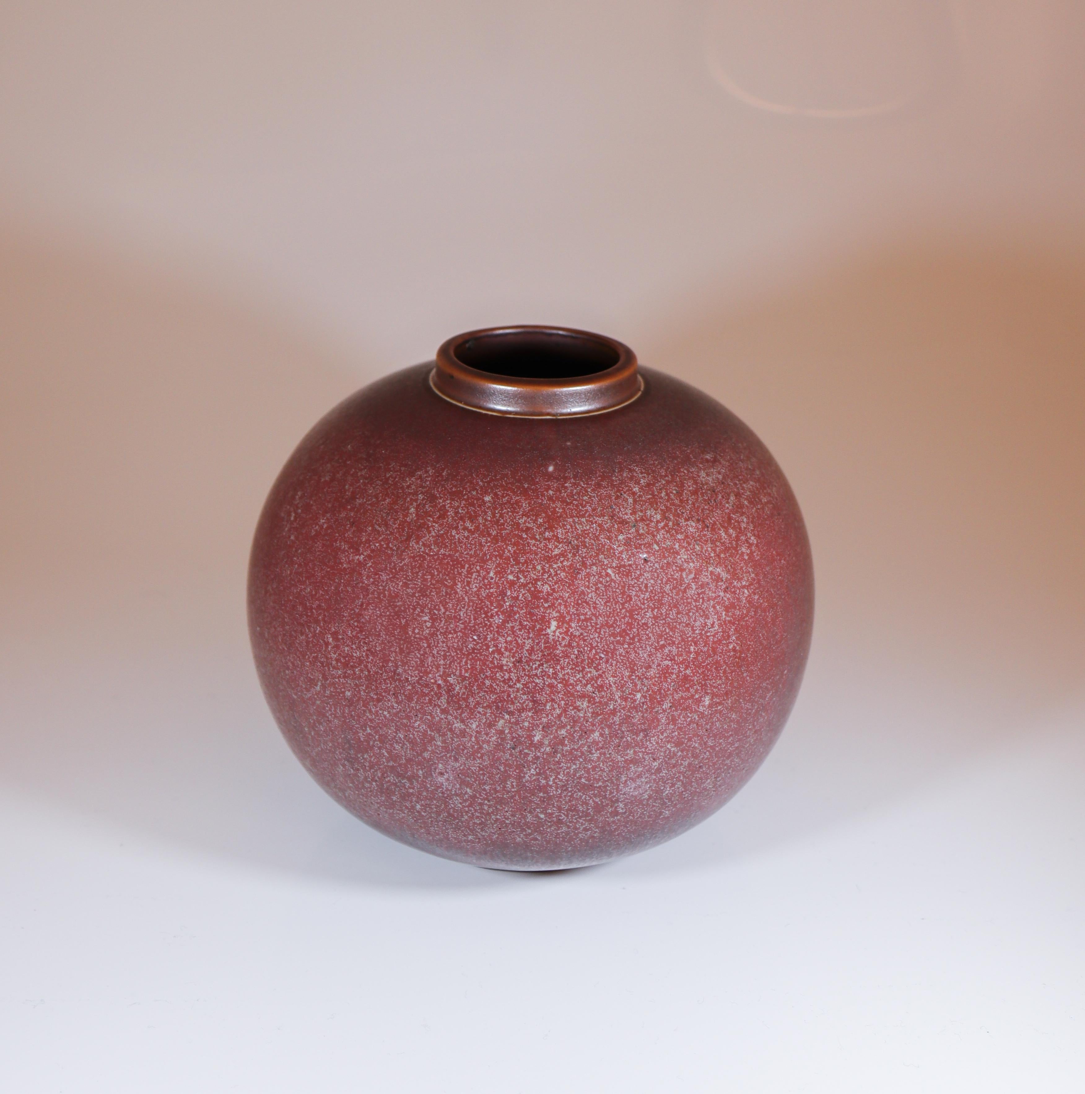 Scandinavian Modern Stunning Red Stoneware Vase attributed to Gunnar Nylund Rörstrand For Sale