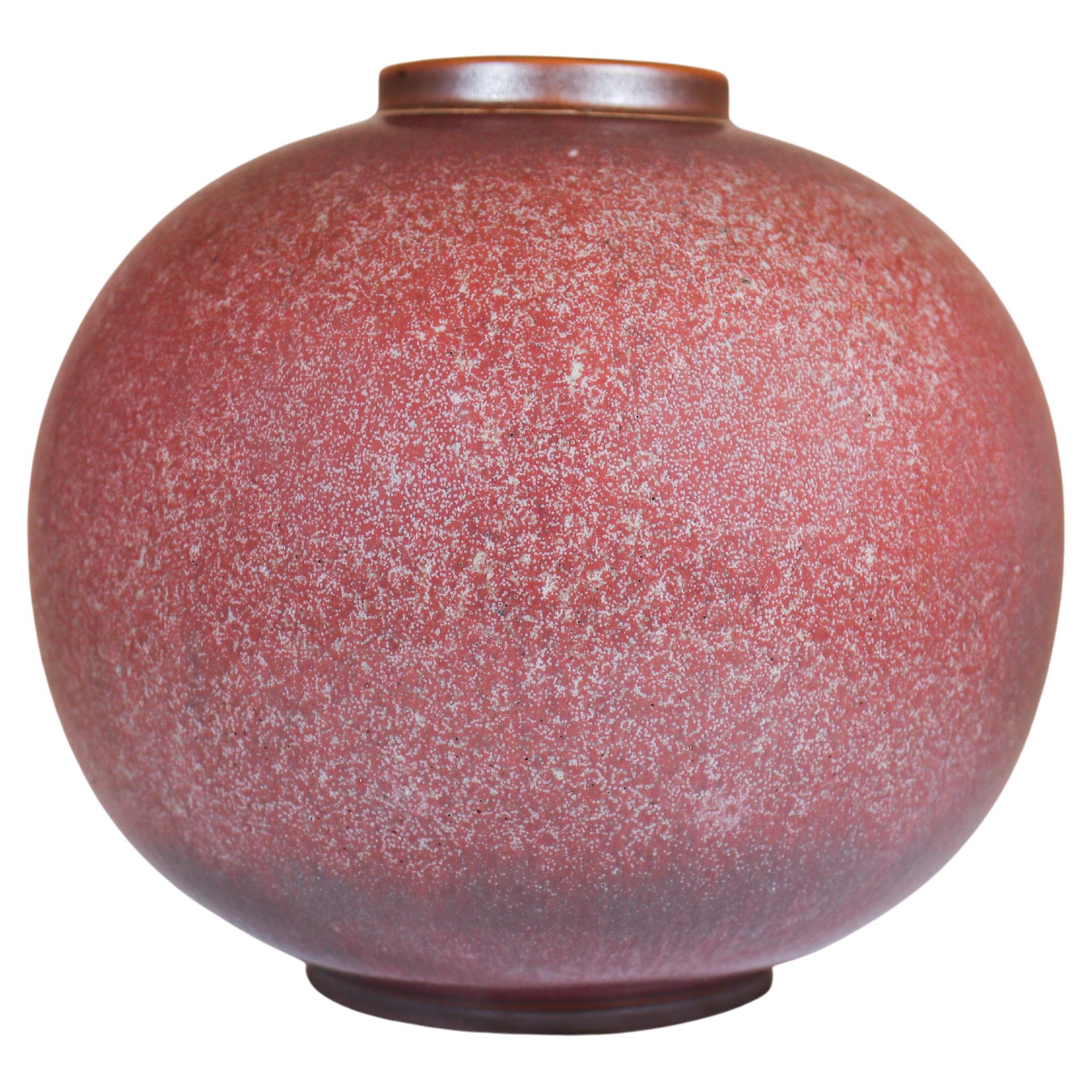 Stunning Red Stoneware Vase attributed to Gunnar Nylund Rörstrand For Sale