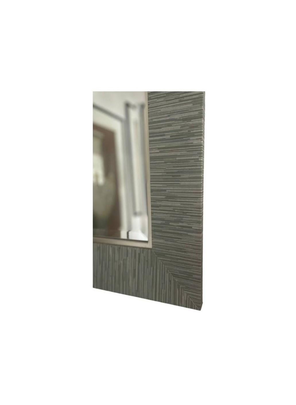 American Blue-green-gray-silver Texture Wrapped Wall Mirror For Sale