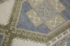 Blue & Green Handwoven Wool Turkish Oushak Runner 3'11" X 18'3"