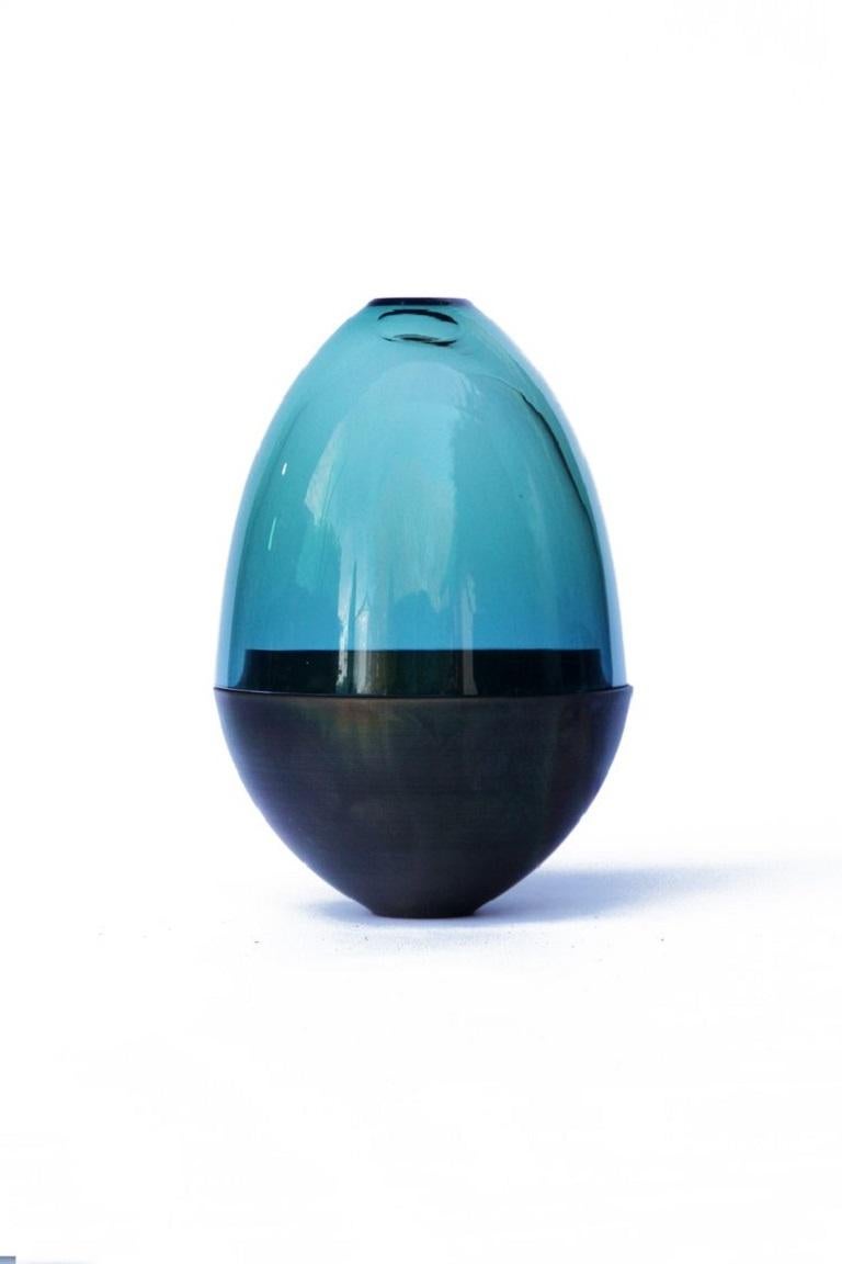 Organic Modern Blue Green Homage to Faberge Jewellery Egg, Pia Wüstenberg