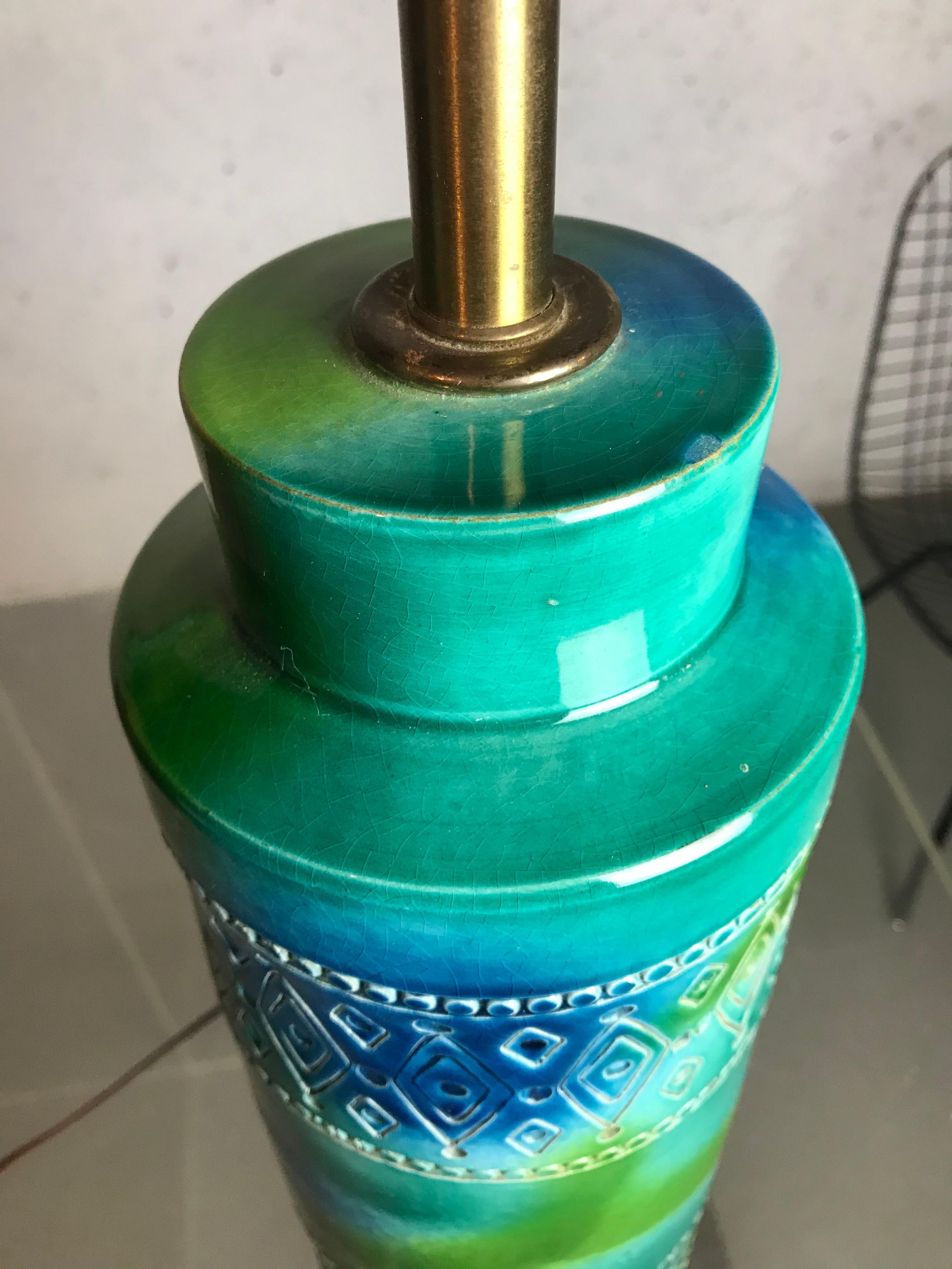 Mid-20th Century Mid Century Modern Table Lamp with Blue and Green Glaze by Bitossi for Raymor 