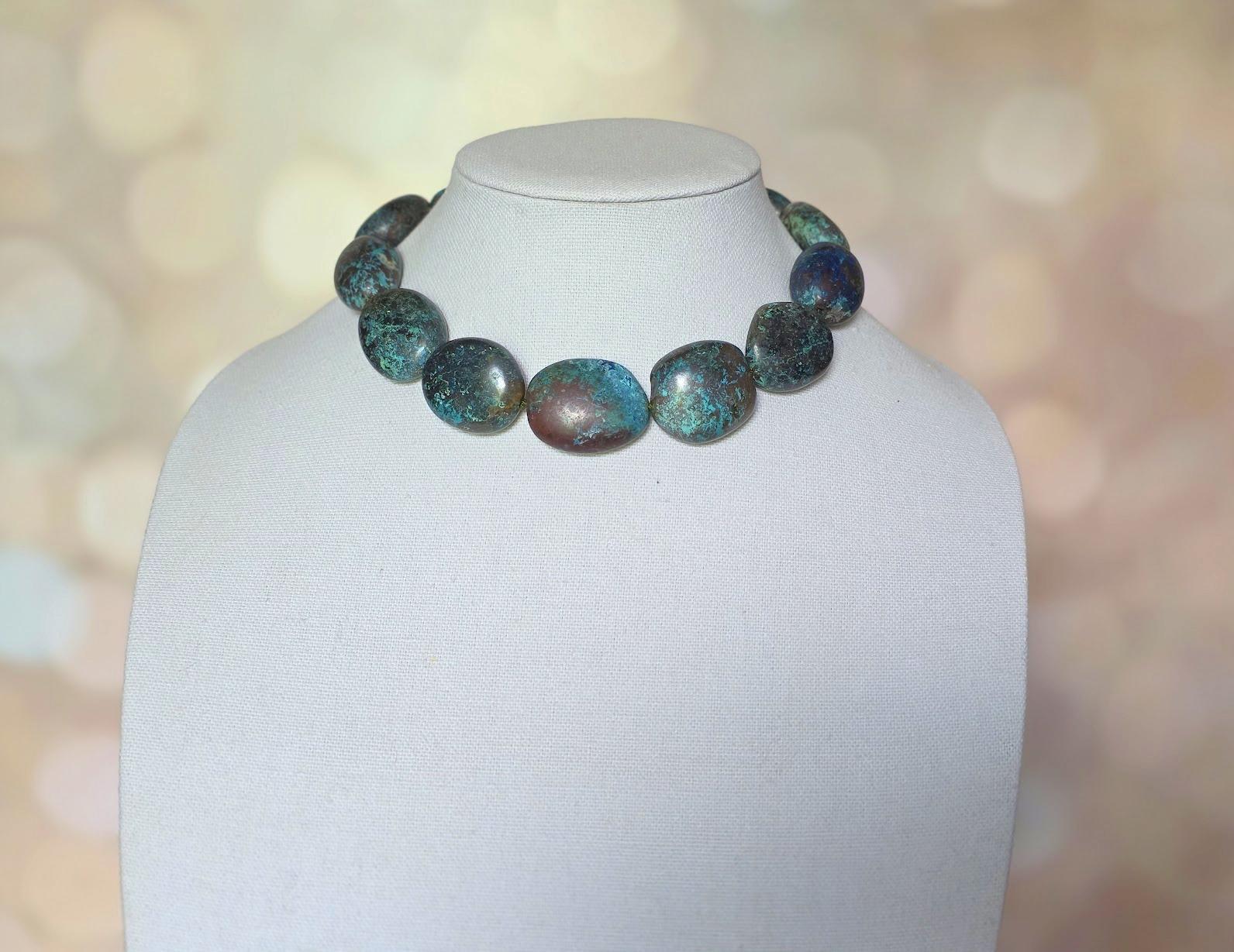 Blau Grün Große Arizona Chrysocolla-Halskette (Indigene Kunst (Nord-/Südamerika)) im Angebot