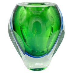 Portavelas de cristal de plomo azul y verde de Kosta Boda para Fifth Avenue NYC