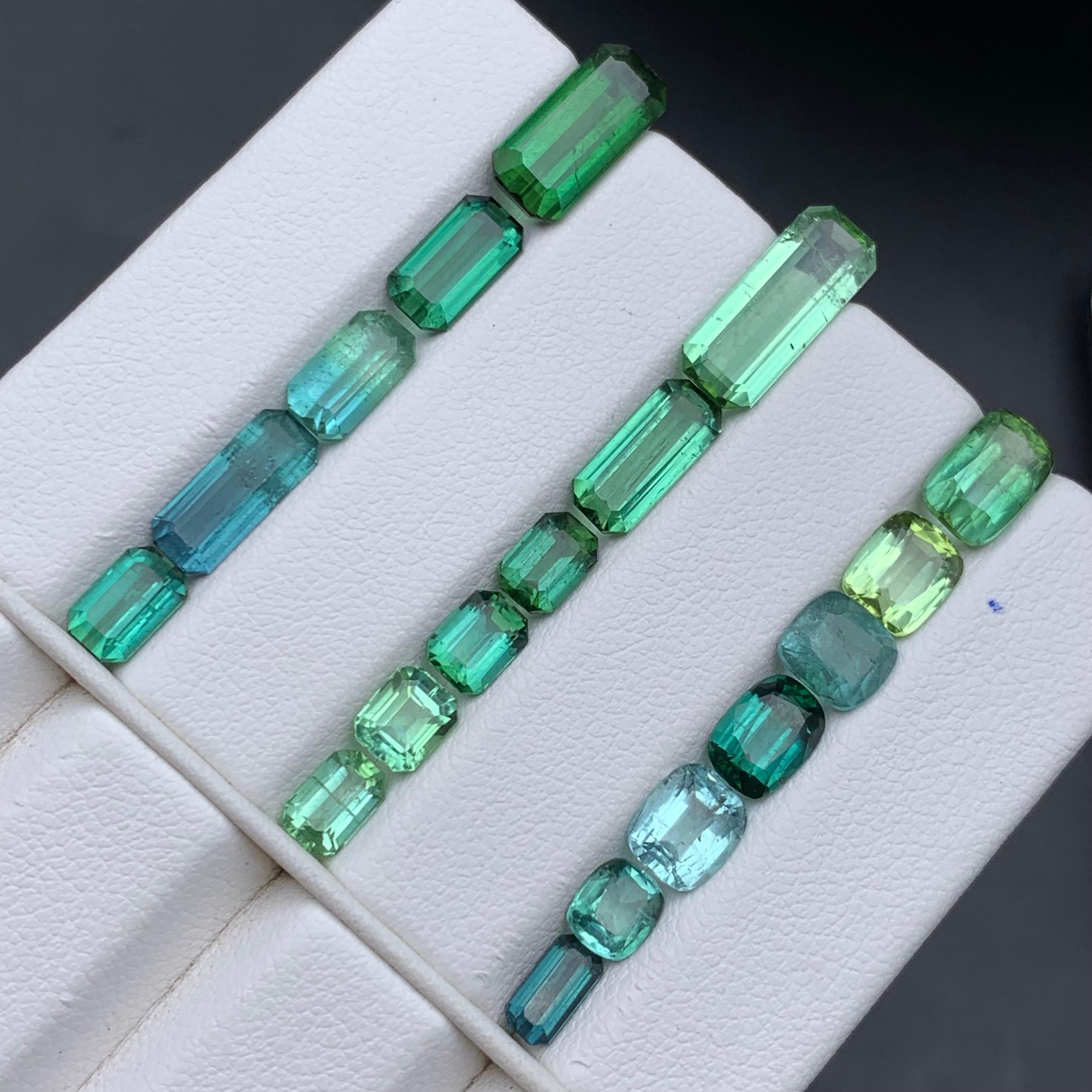 Azul Verde Mezcla Color Turmalina Natural Tamaño Joyería Piedras Sueltas Lote 20.45Ct Corte esmeralda en venta