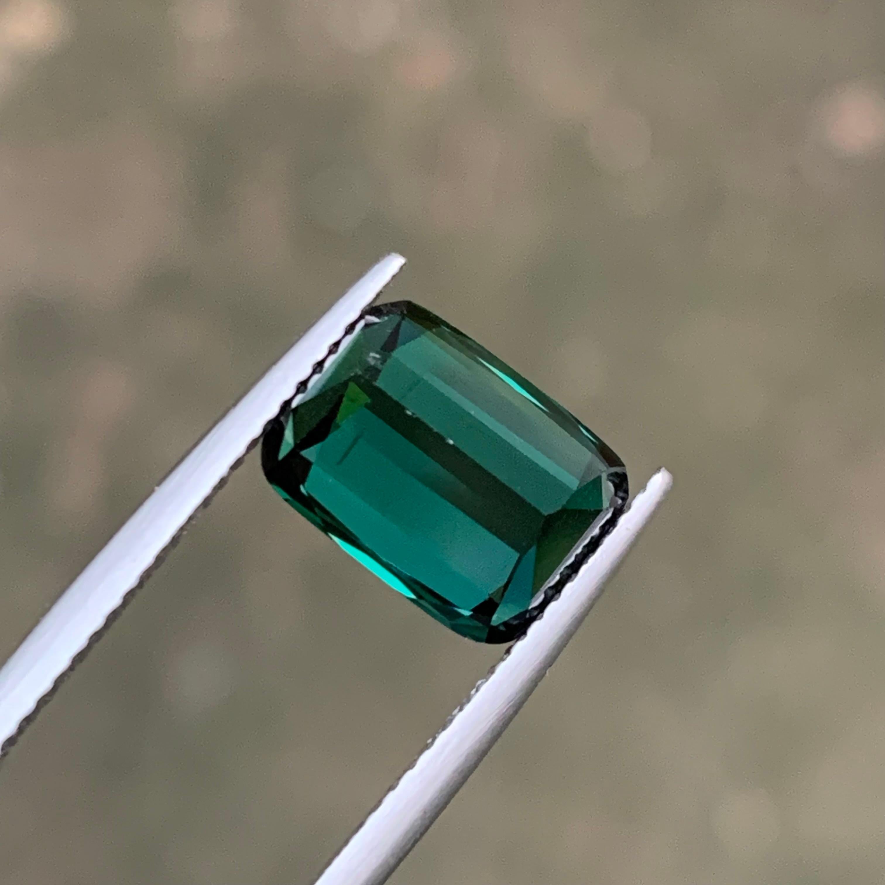 Blue Green Natural Tourmaline Ring Gemstone 4.90 Ct Cushion Cut-Pendant, Jewelry For Sale 6