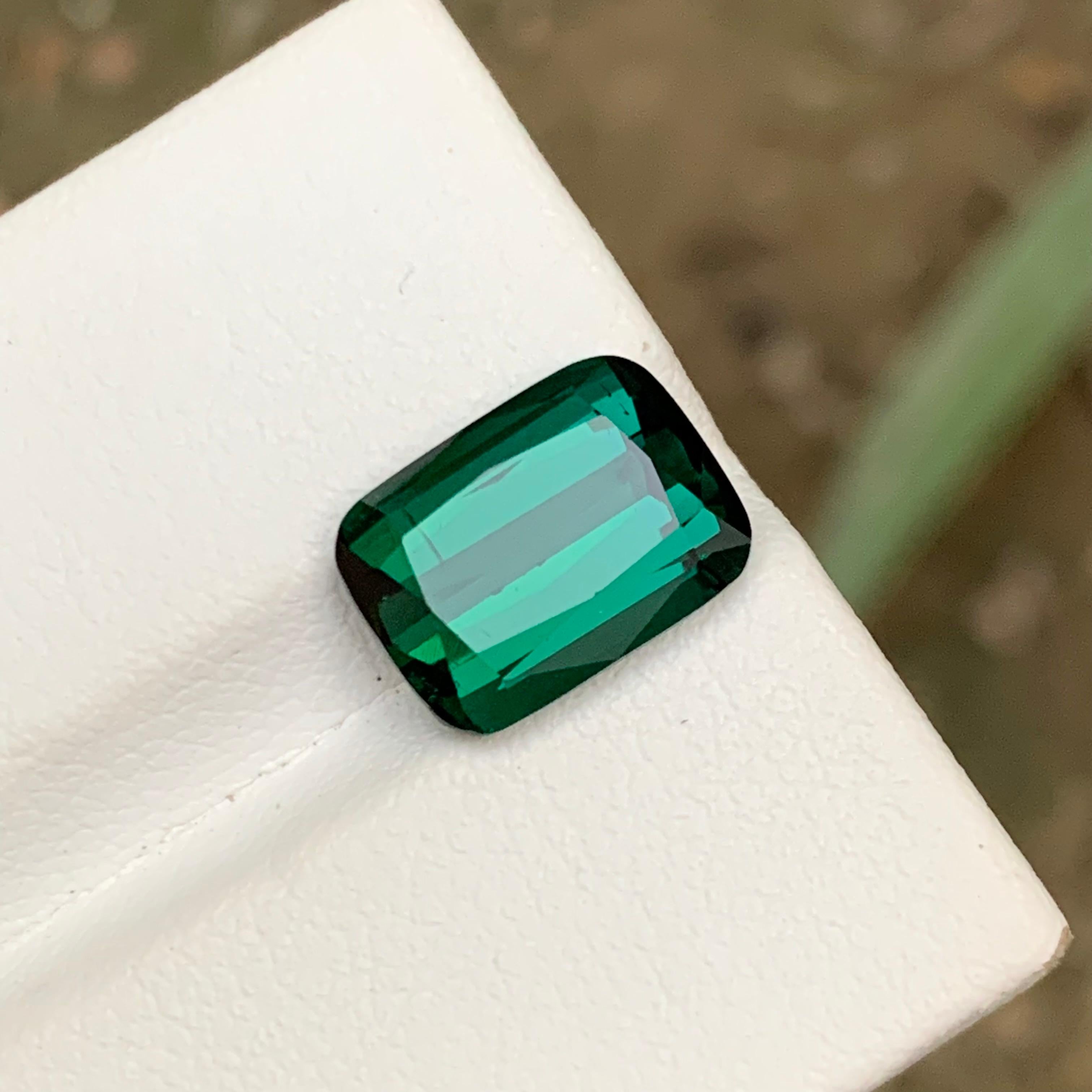 Blue Green Natural Tourmaline Ring Gemstone 4.90 Ct Cushion Cut-Pendant, Jewelry For Sale 7