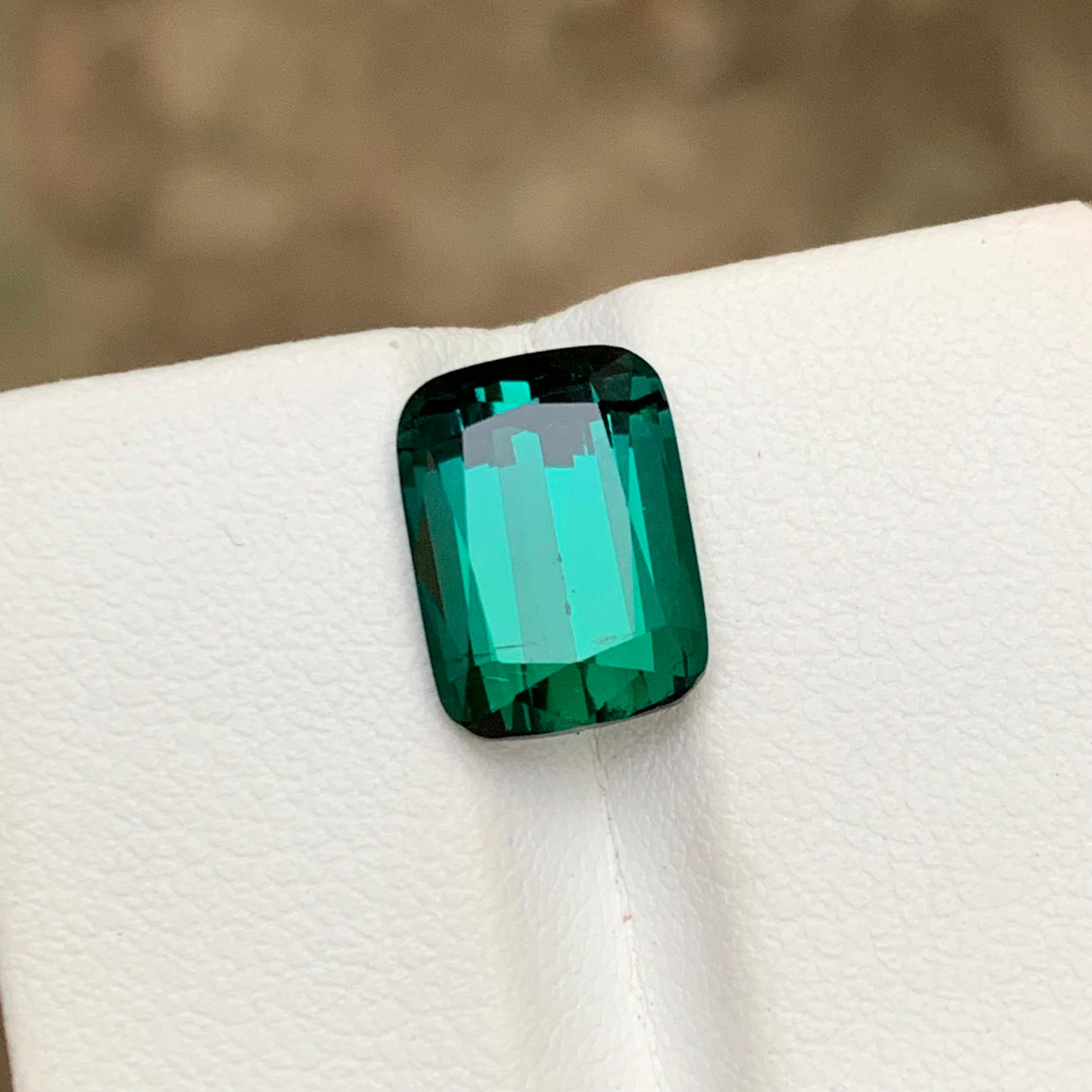 Blue Green Natural Tourmaline Ring Gemstone 4.90 Ct Cushion Cut-Pendant, Jewelry For Sale 8