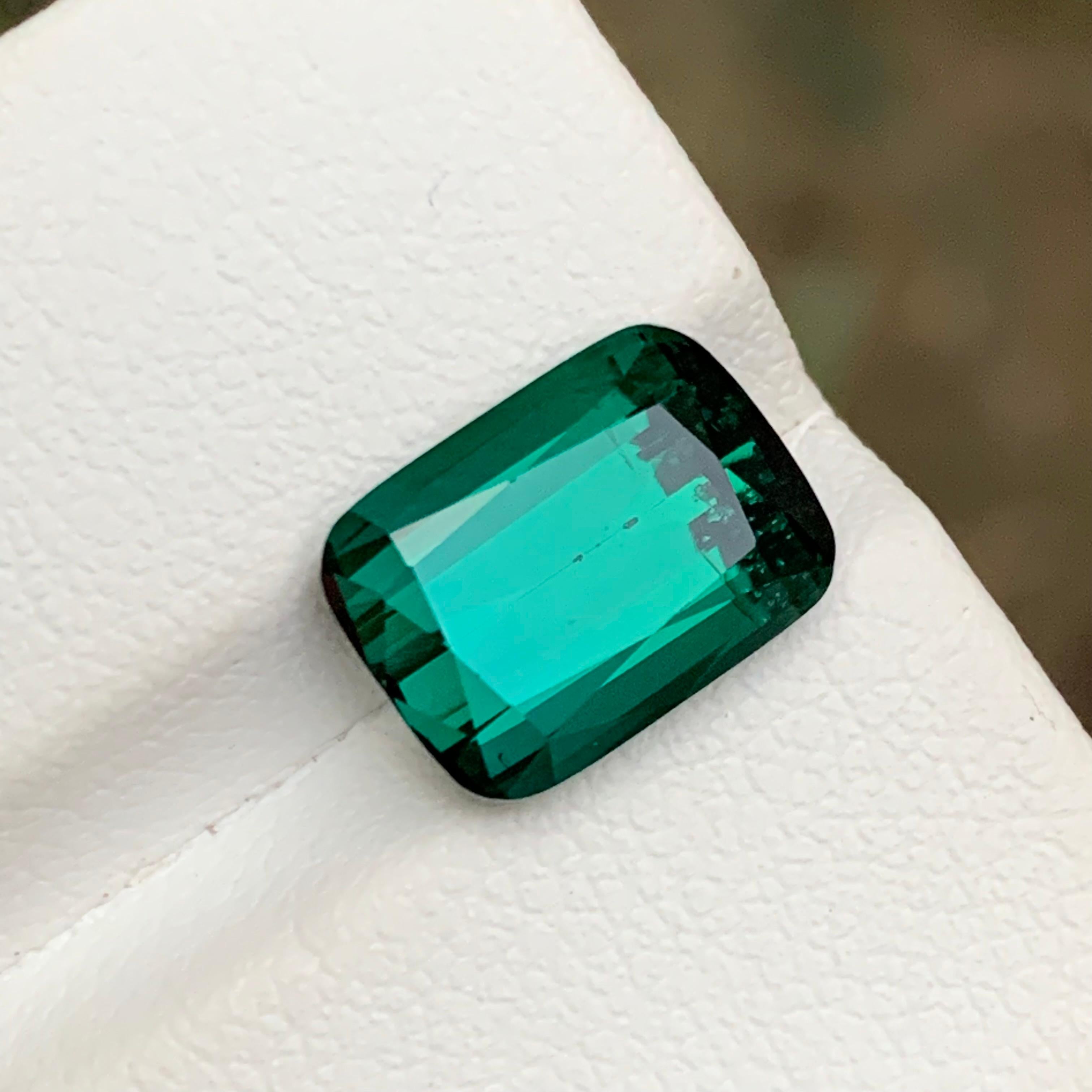 Blue Green Natural Tourmaline Ring Gemstone 4.90 Ct Cushion Cut-Pendant, Jewelry For Sale 9