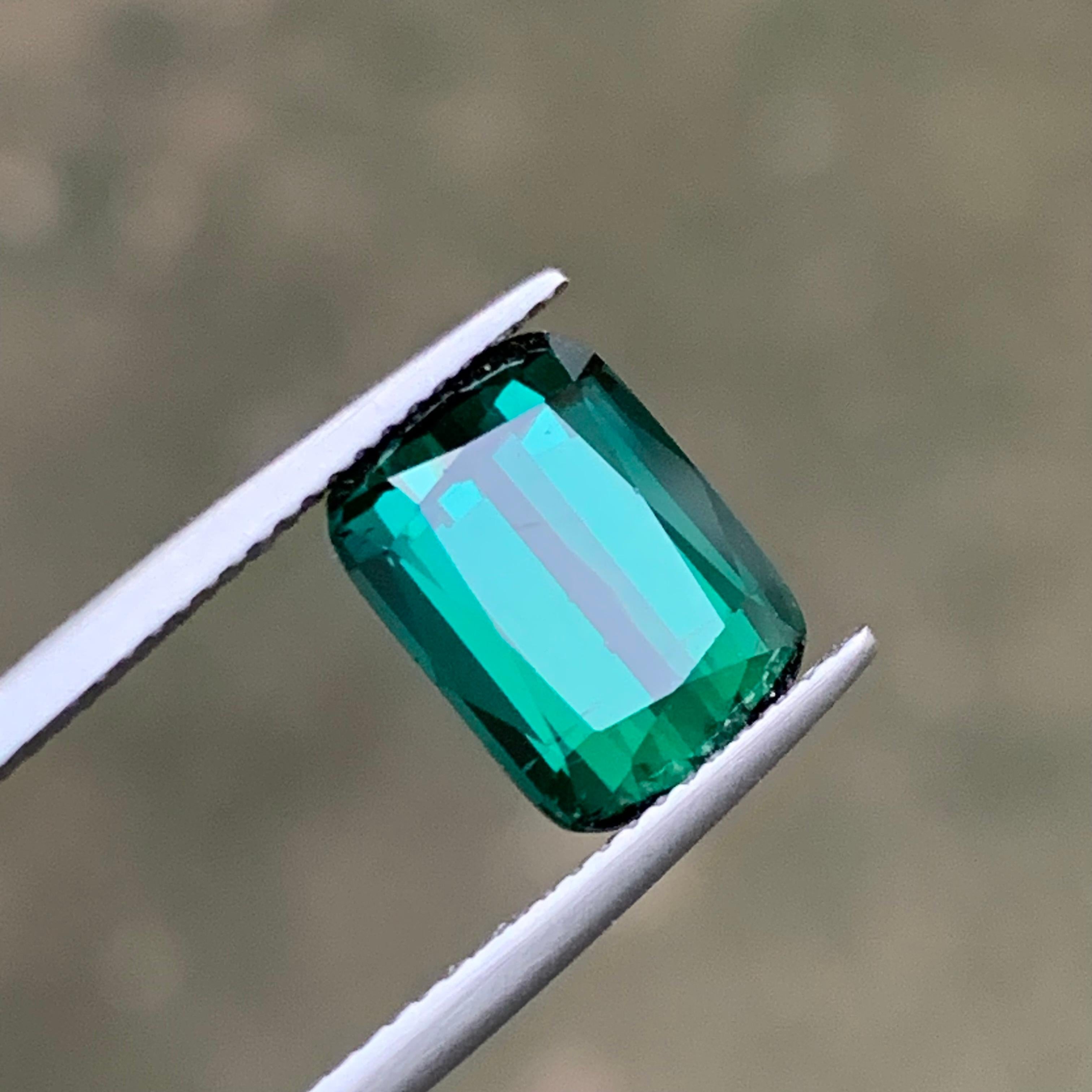 Contemporary Blue Green Natural Tourmaline Ring Gemstone 4.90 Ct Cushion Cut-Pendant, Jewelry For Sale