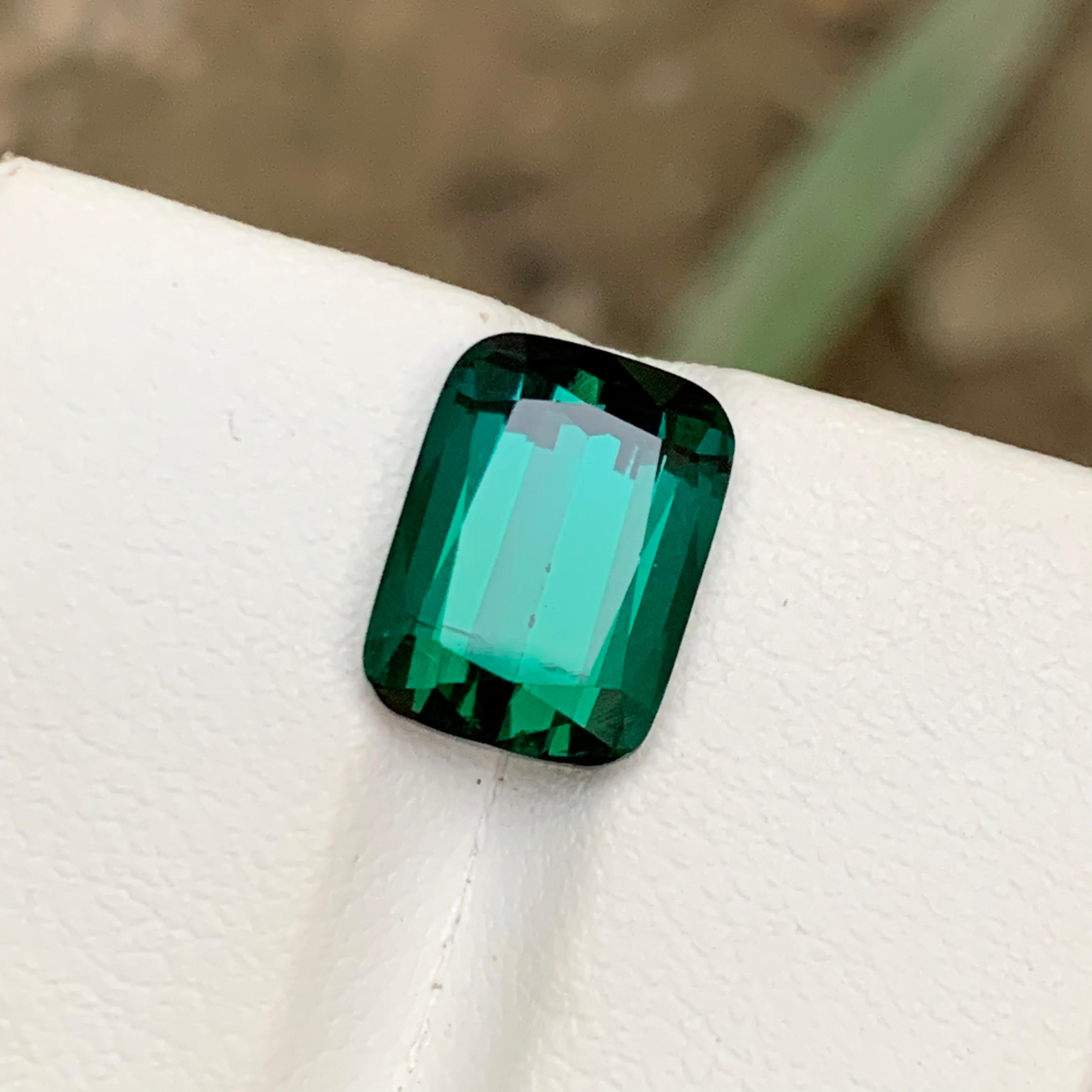 Blue Green Natural Tourmaline Ring Gemstone 4.90 Ct Cushion Cut-Pendant, Jewelry In New Condition For Sale In Peshawar, PK