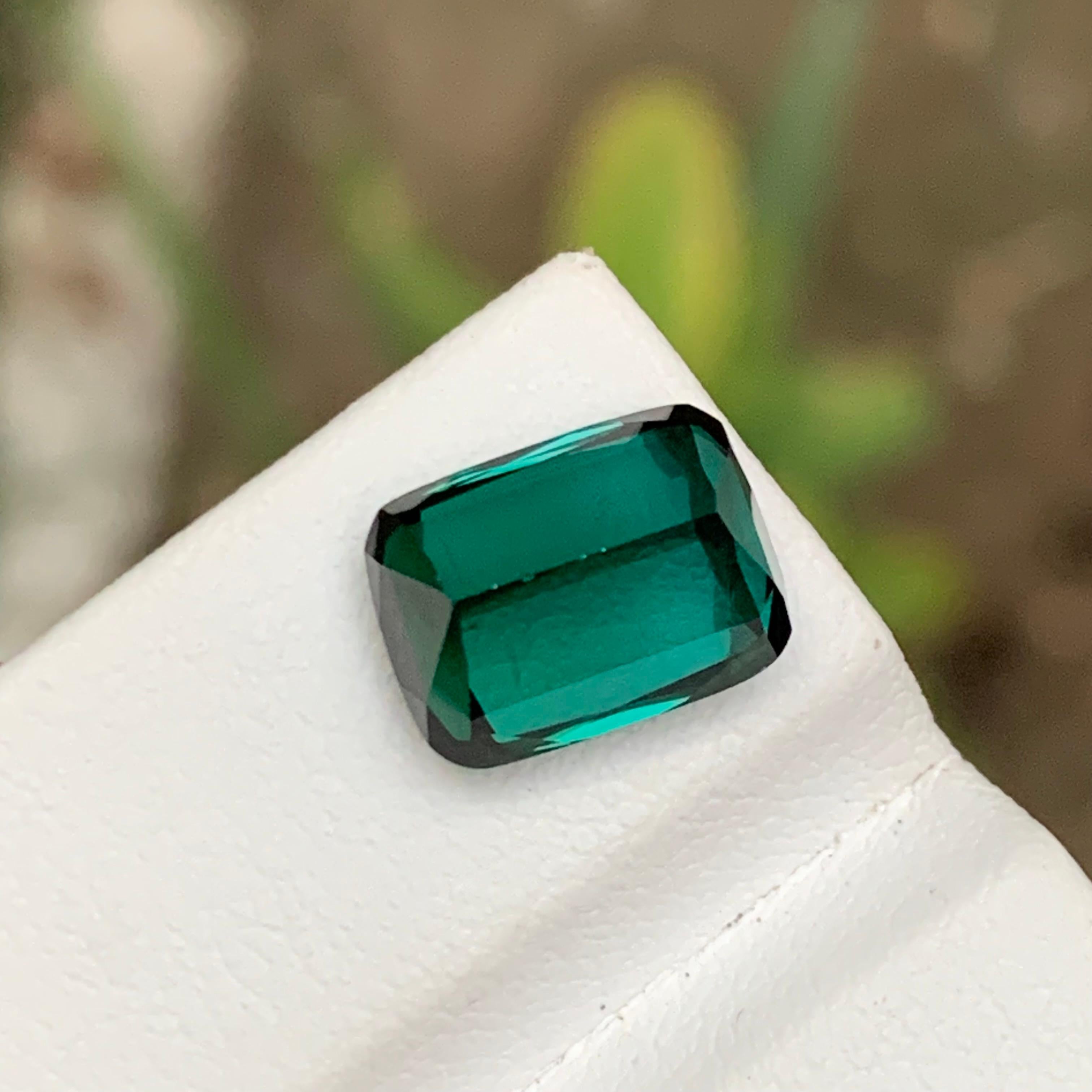 Women's or Men's Blue Green Natural Tourmaline Ring Gemstone 4.90 Ct Cushion Cut-Pendant, Jewelry For Sale