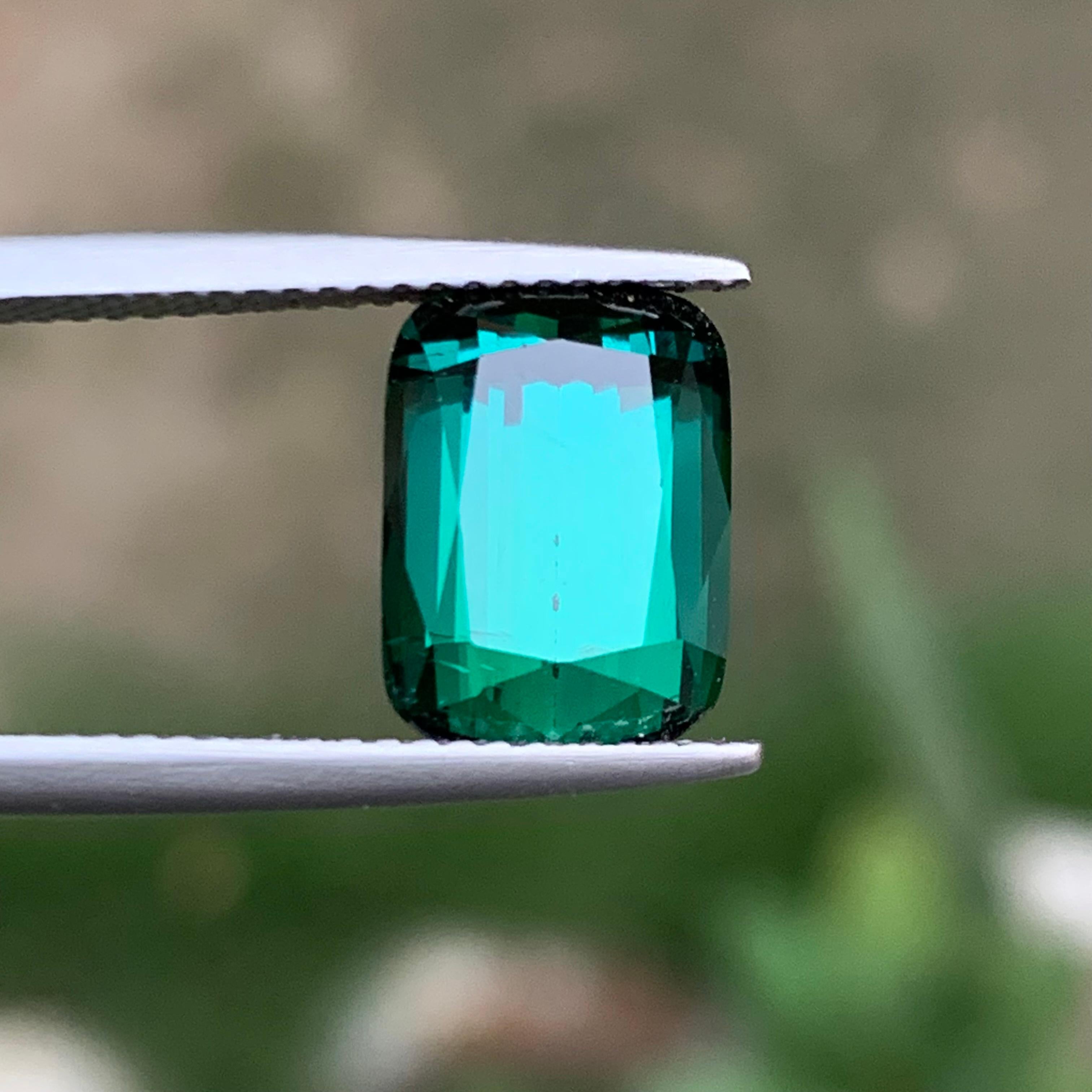 Blue Green Natural Tourmaline Ring Gemstone 4.90 Ct Cushion Cut-Pendant, Jewelry For Sale 2