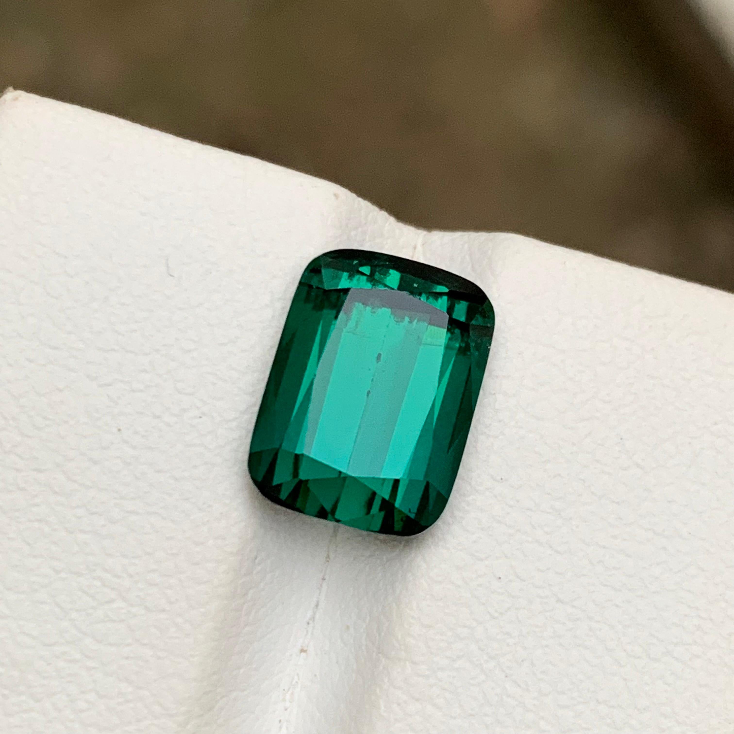 Blue Green Natural Tourmaline Ring Gemstone 4.90 Ct Cushion Cut-Pendant, Jewelry For Sale 3