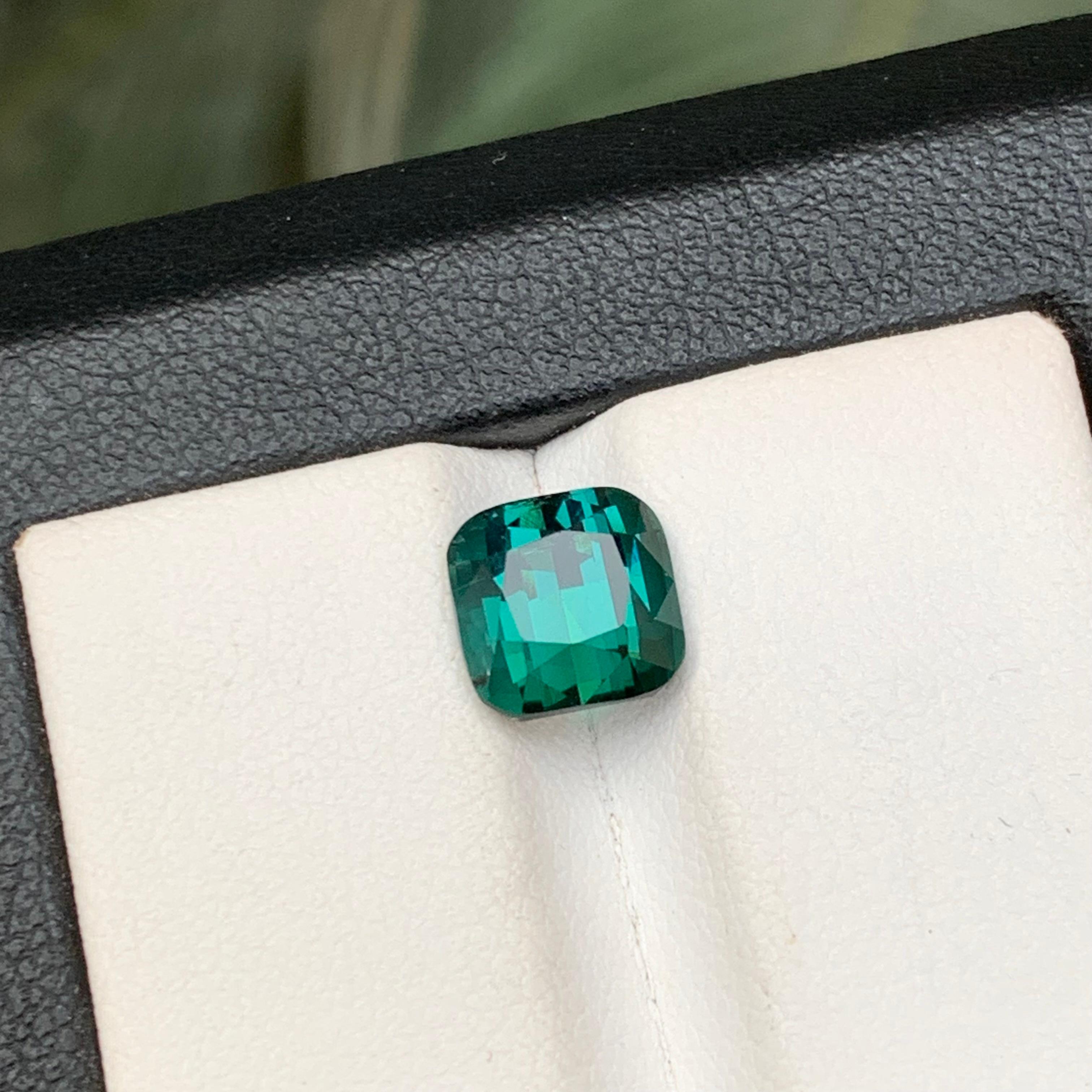 Blue Green Natural Tourmaline Ring Loose Gemstone 2.80 Ct Cushion Cut-Jewelry For Sale 6