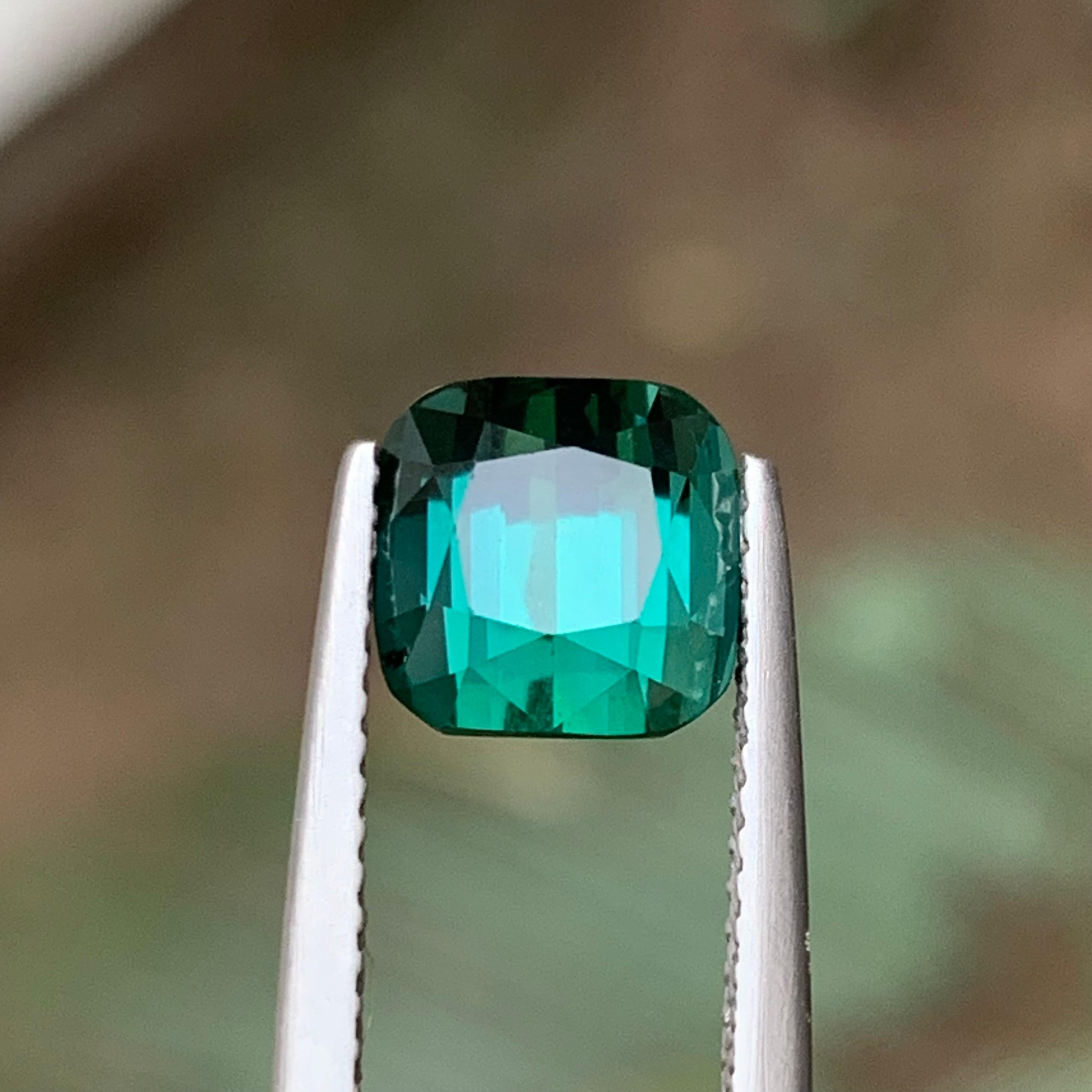 Contemporary Blue Green Natural Tourmaline Ring Loose Gemstone 2.80 Ct Cushion Cut-Jewelry For Sale