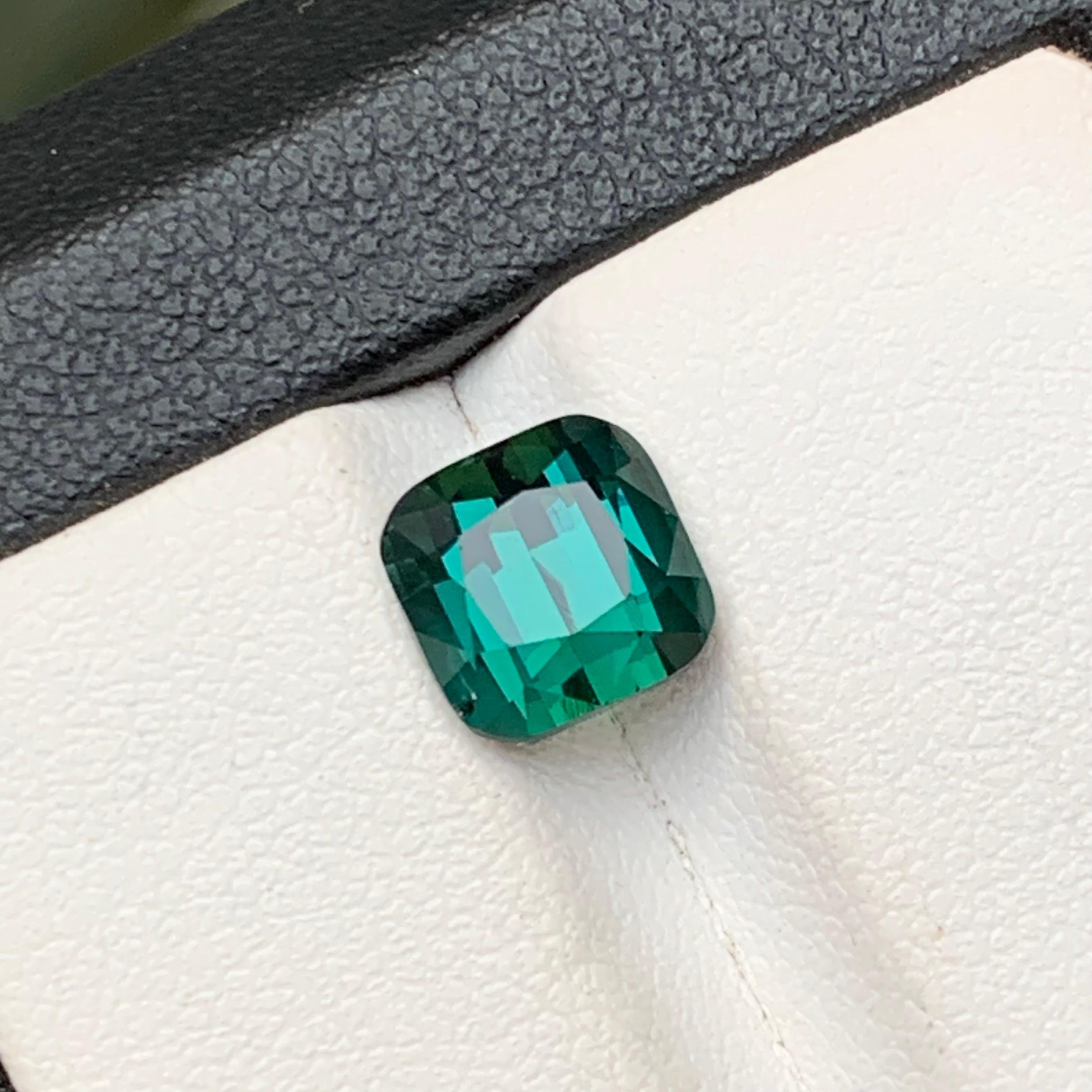 Women's or Men's Blue Green Natural Tourmaline Ring Loose Gemstone 2.80 Ct Cushion Cut-Jewelry For Sale