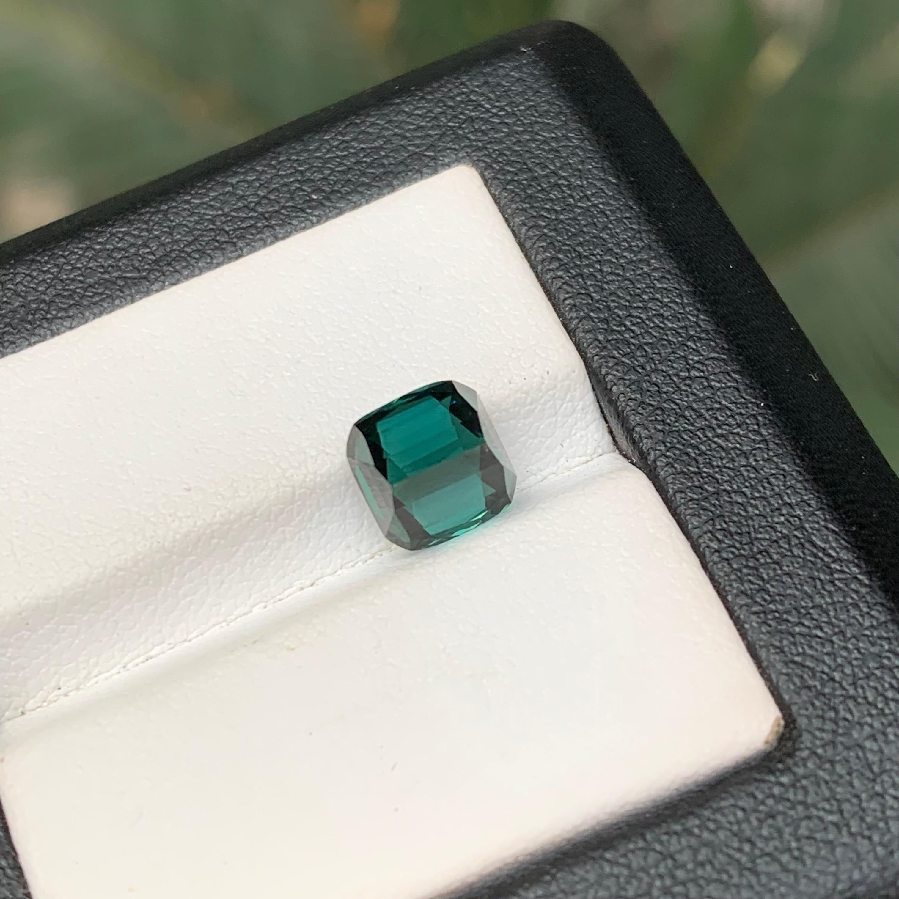 Blue Green Natural Tourmaline Ring Loose Gemstone 2.80 Ct Cushion Cut-Jewelry For Sale 2