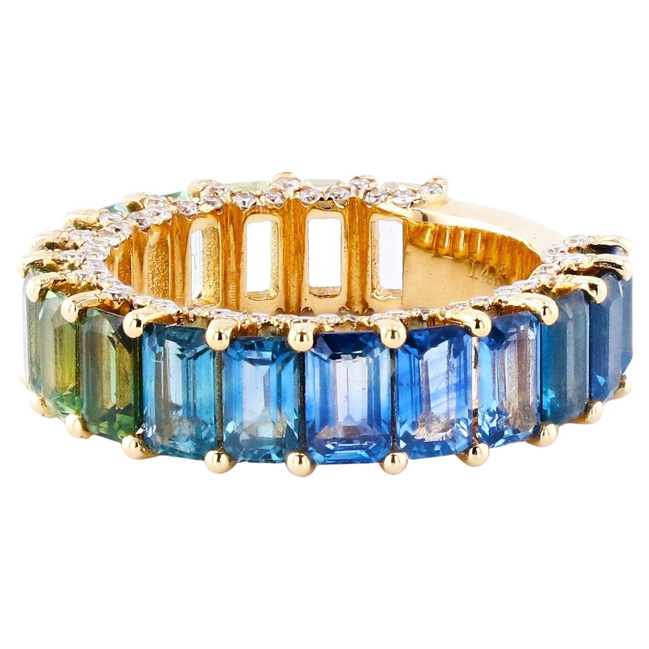 Blue/Green Ombre Sapphire Eternity Band For Sale