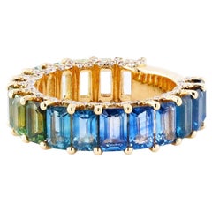 Blue/Green Ombre Sapphire Eternity Band