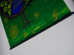 Arazzo da parete con pavone blu e verde di Hans Jürgen Schöbel, Danimarca, anni '60