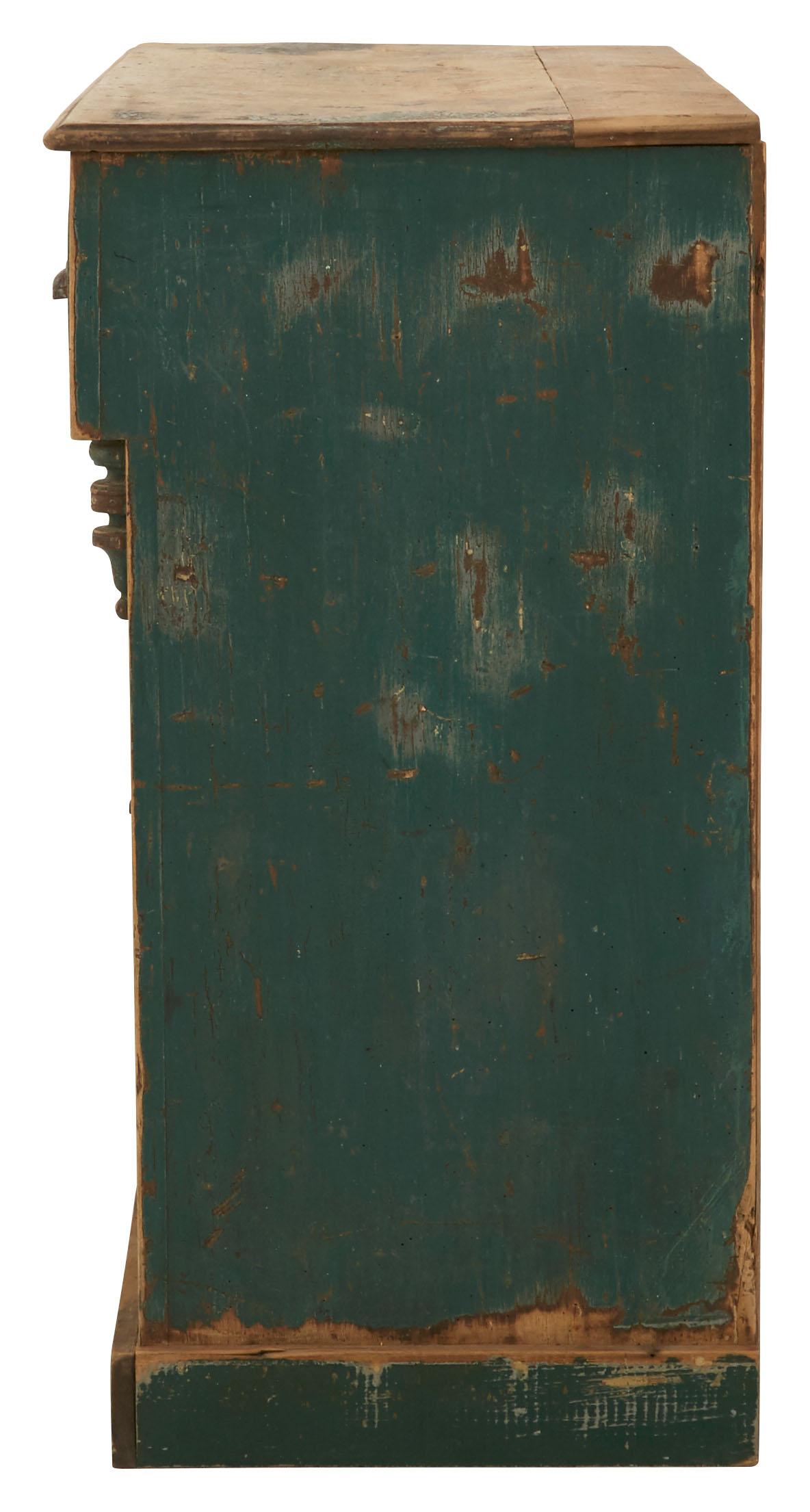 American Blue-Green Rustic Primitive Cabinet