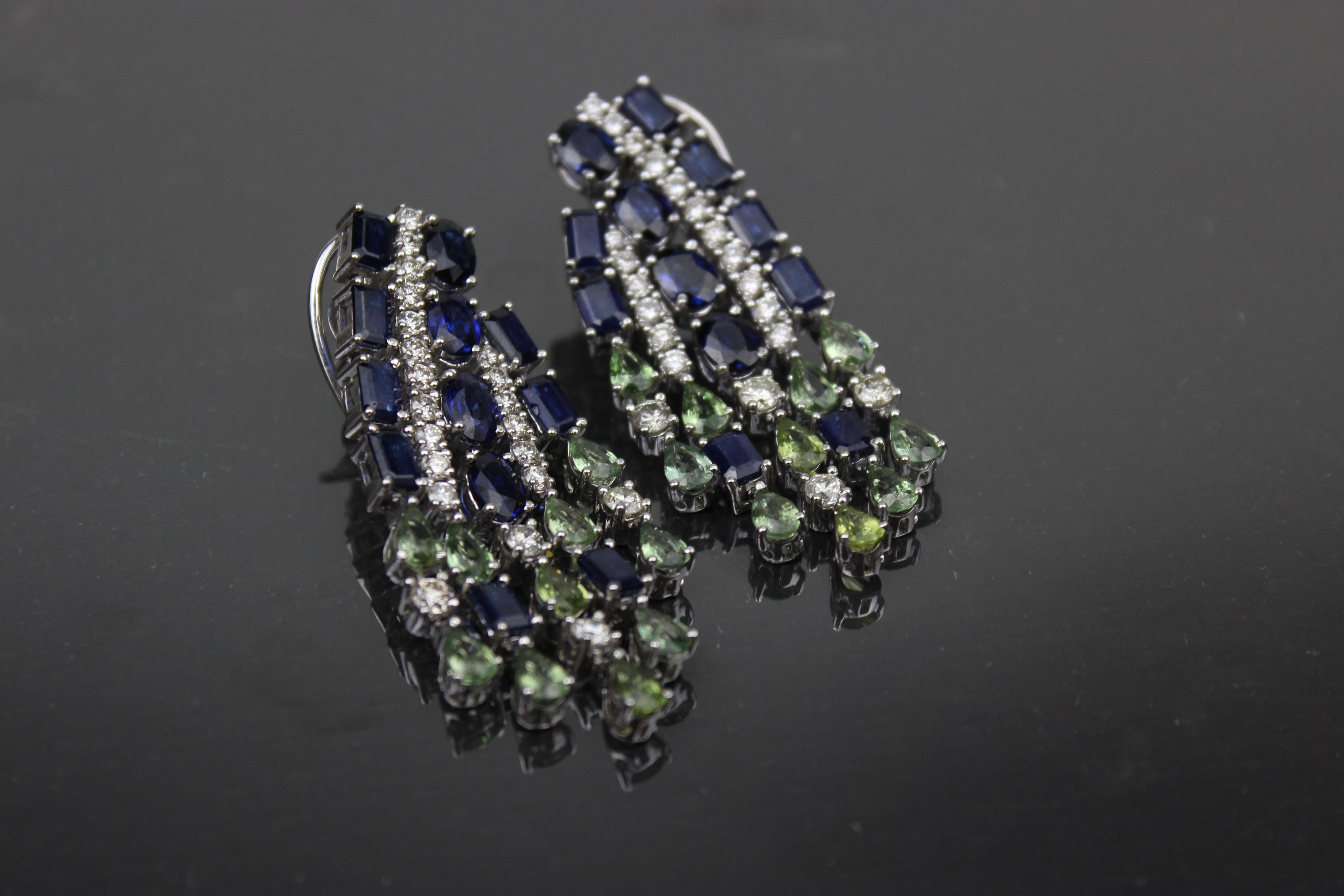 blue green sapphire earrings