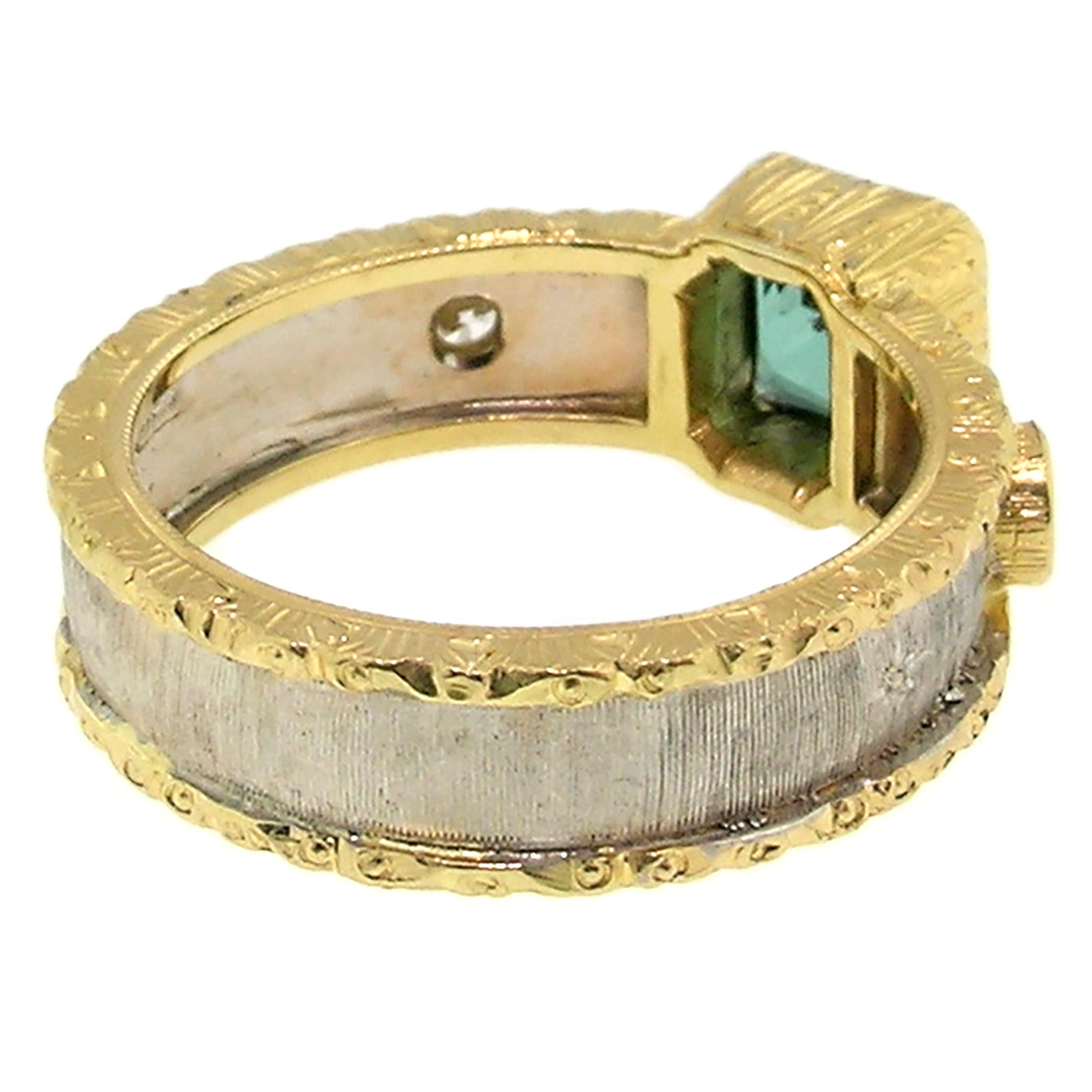 Tourmaline and Diamond 18kt Ring, Made in Italy by Cynthia Scott Jewelry In New Condition For Sale In Logan, UT