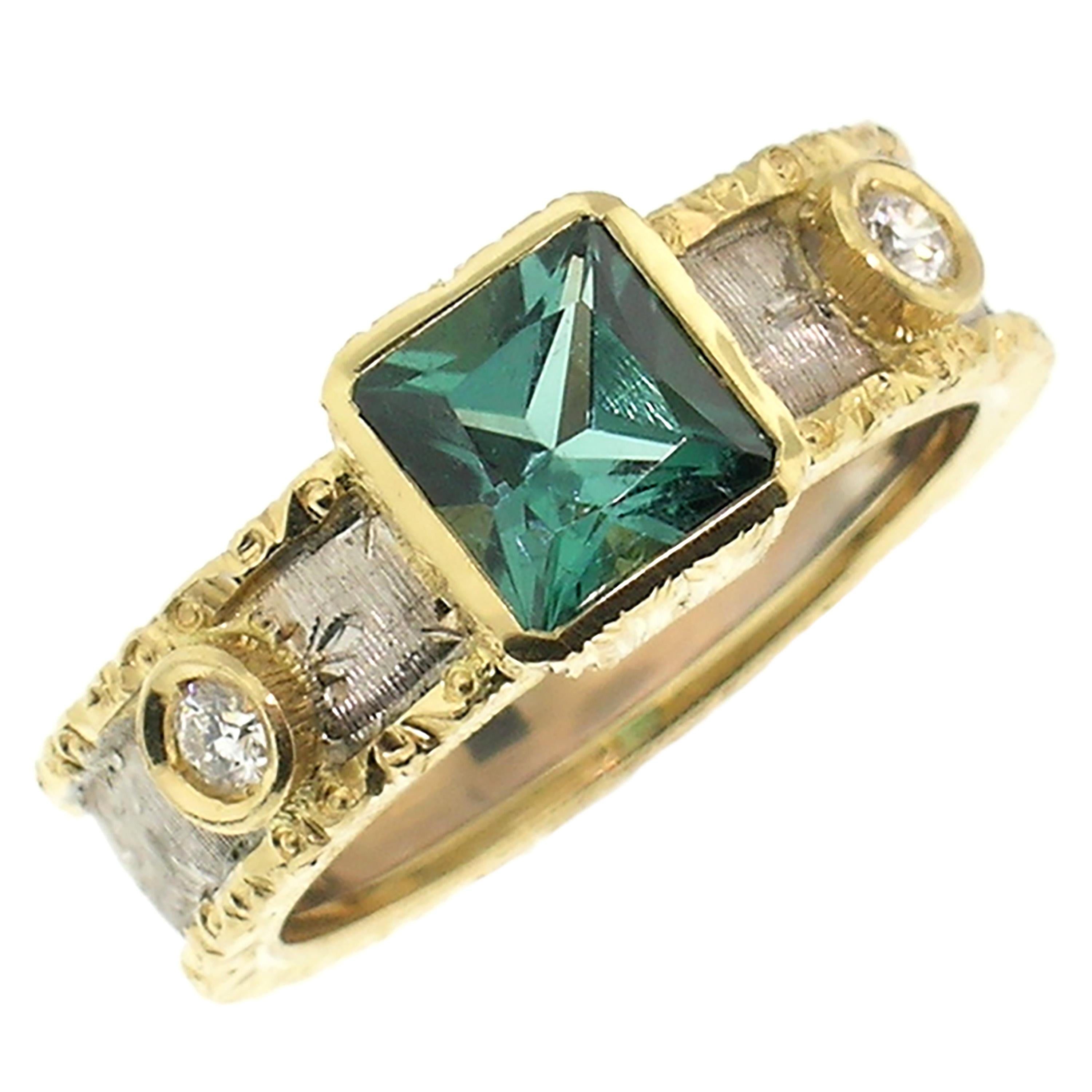 Tourmaline and Diamond 18kt Ring, Made in Italy by Cynthia Scott Jewelry