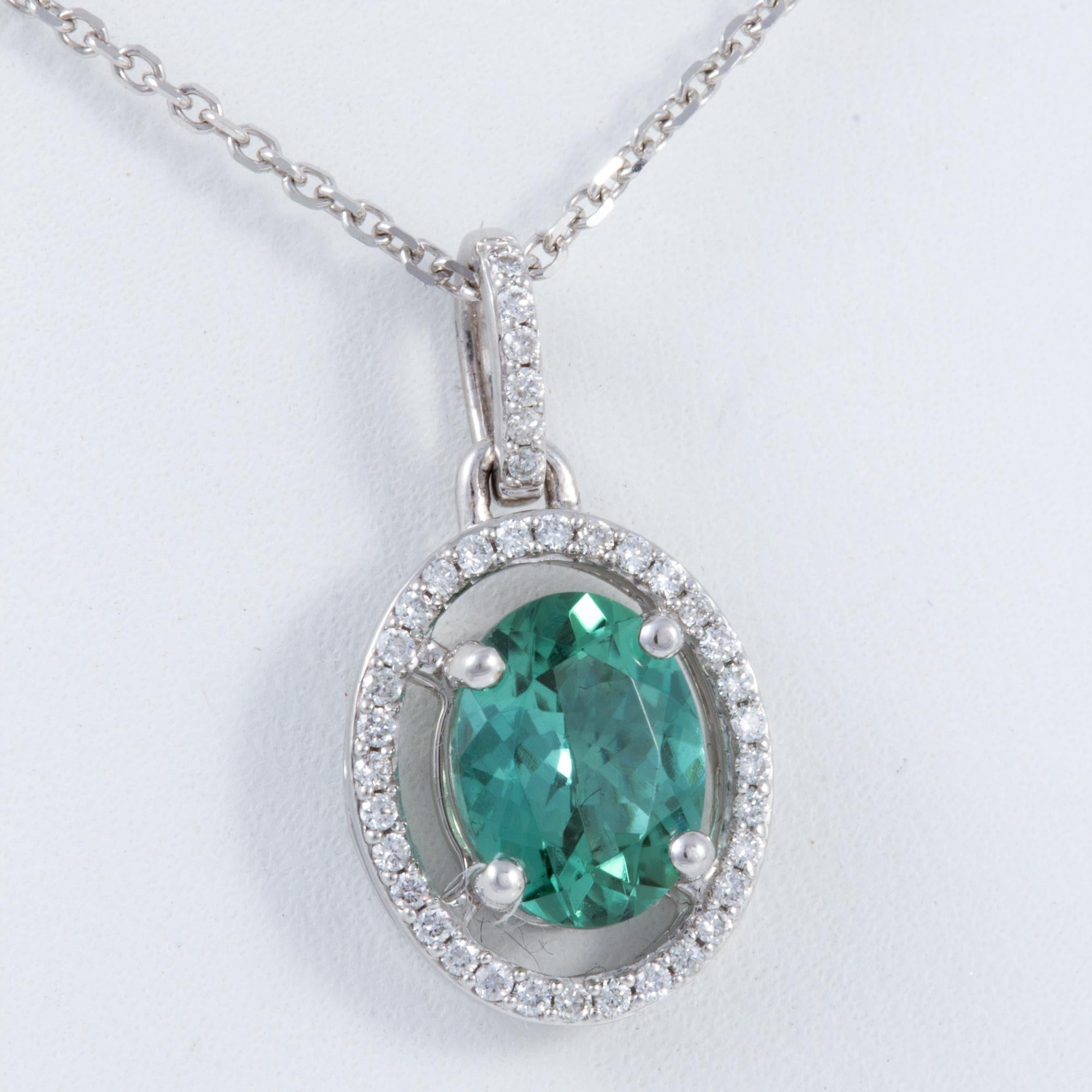 blue green tourmaline necklace
