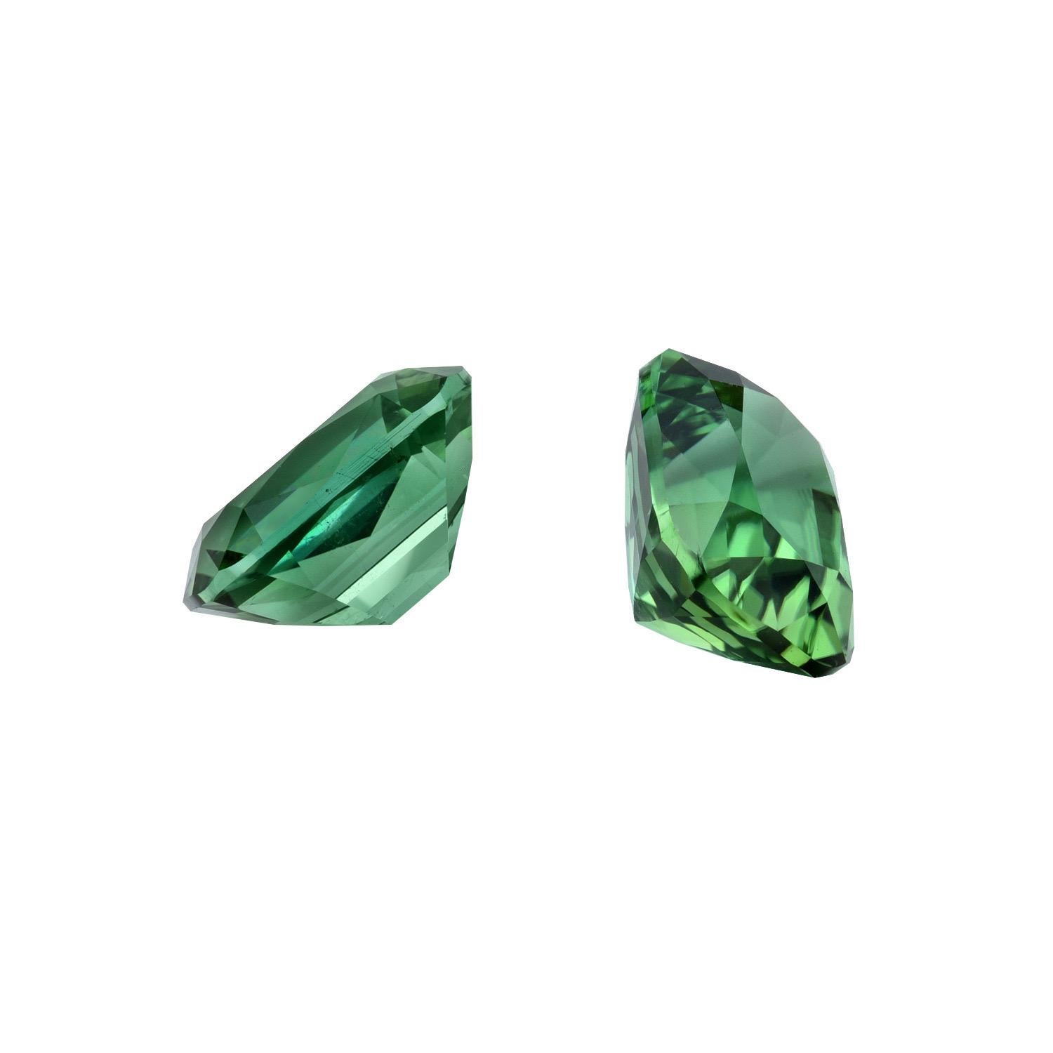 Contemporary Blue Green Tourmaline Earring Gem Set 9.17 Carat Cushion Loose Gemstones