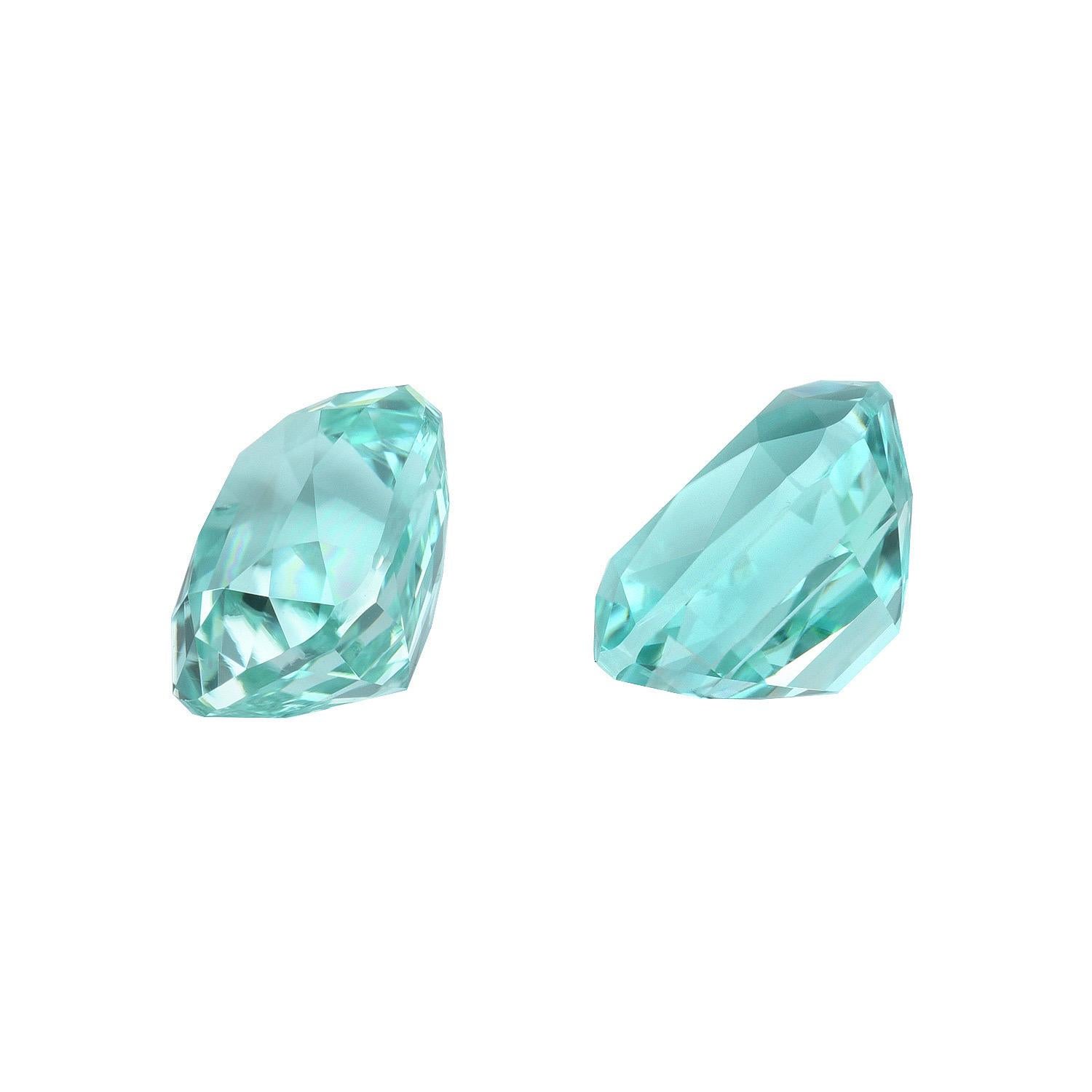 Blue Green Tourmaline Earring Gem Set 9.17 Carat Cushion Loose Gemstones In New Condition In Beverly Hills, CA