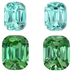 Blue Green Tourmaline Earring Gem Set 9.17 Carat Cushion Loose Gemstones