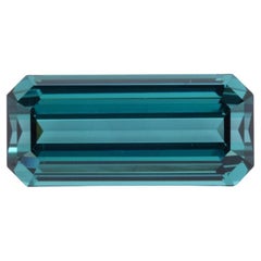 9.64-Carat Bluish Green Tourmaline Elongated Emerald Cut Loose Gem by Tamir