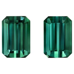 Gema turmalina verde azul Pareja de gemas sueltas talla esmeralda de 3,16 quilates sin engastar