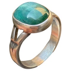 Blue Green Tourmaline Natural Gemstone Handmade 925 St. Silver Ring 8.5 Size US