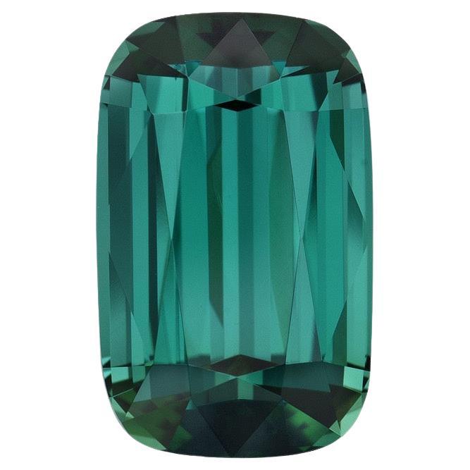 Blue Green Tourmaline Ring Gem 5.05 Carat Cushion Unmounted Loose Gemstone For Sale