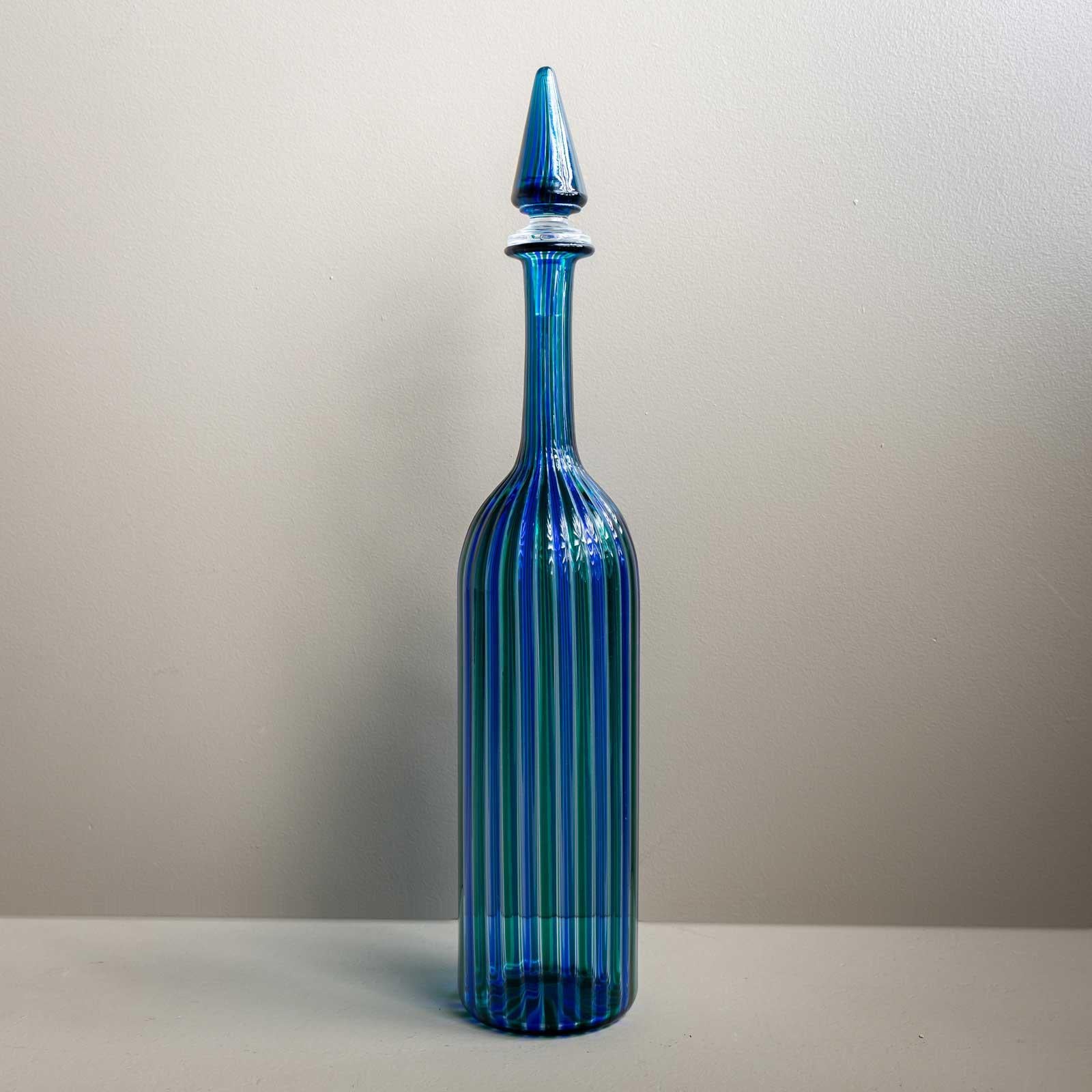 Vetro artistico Caraffa Venini blu-verde, Italia 1979 in vendita