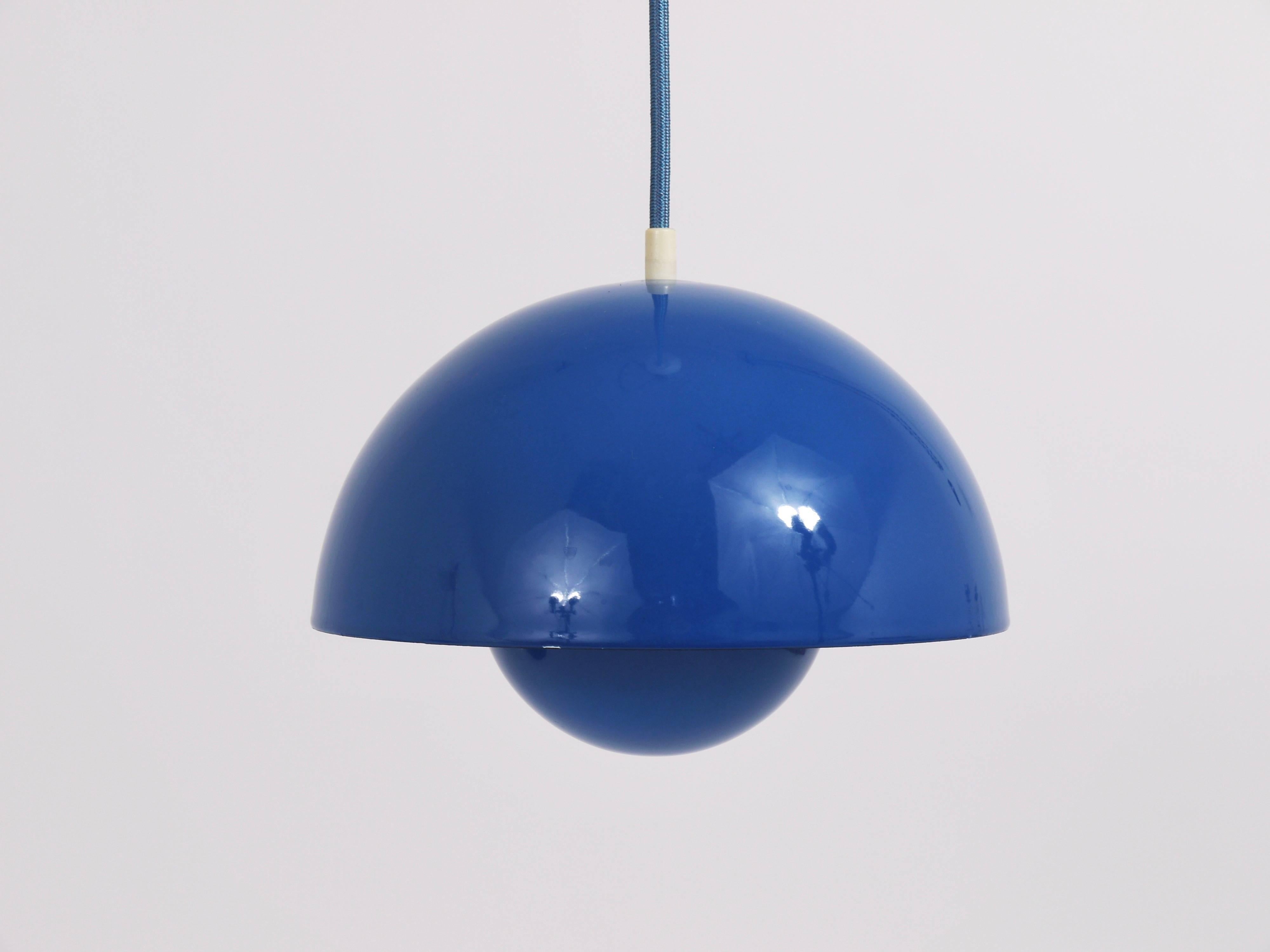 Blue-Green Verner Panton Flowerpot Pendant Lamp, Louis Poulsen, Denmark, 1969 (Moderne der Mitte des Jahrhunderts)