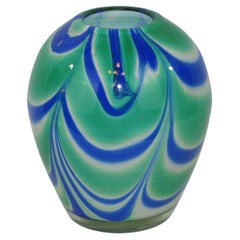 Blue, Green & White Murano Glass Vase by Carlo Moretti, Italy 1990s