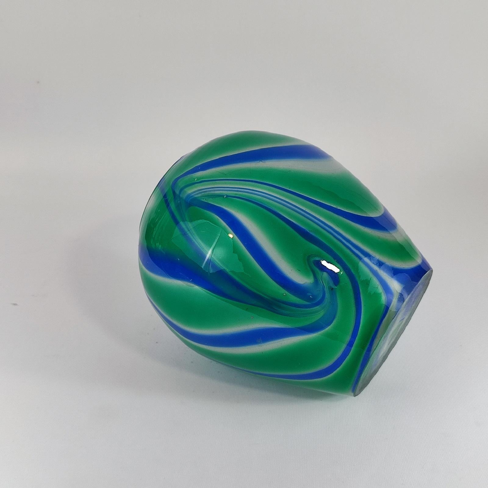 Blue, Green & White Murano Glass Vase by Carlo Moretti, Italy 1990s For Sale 1