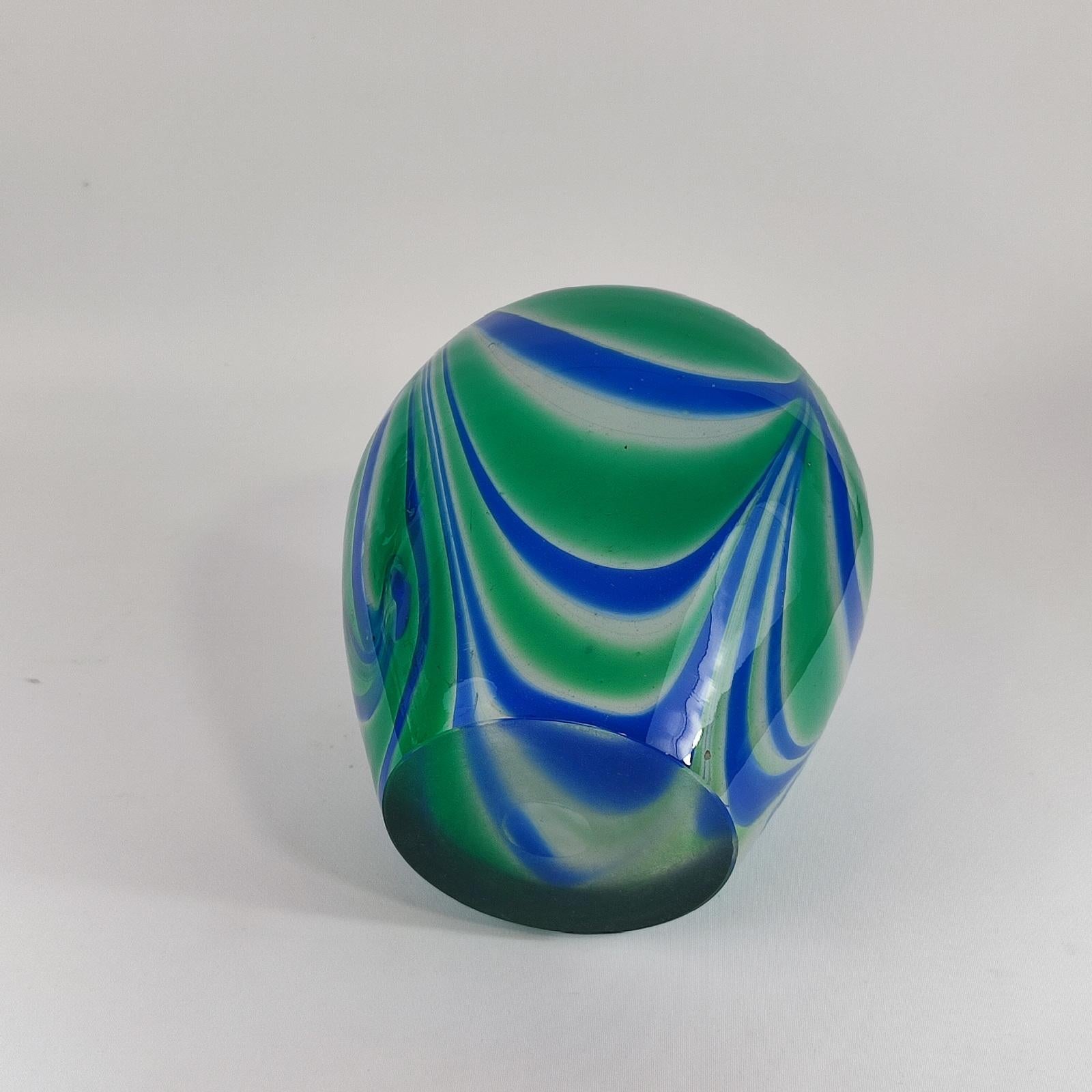 Blue, Green & White Murano Glass Vase by Carlo Moretti, Italy 1990s For Sale 2