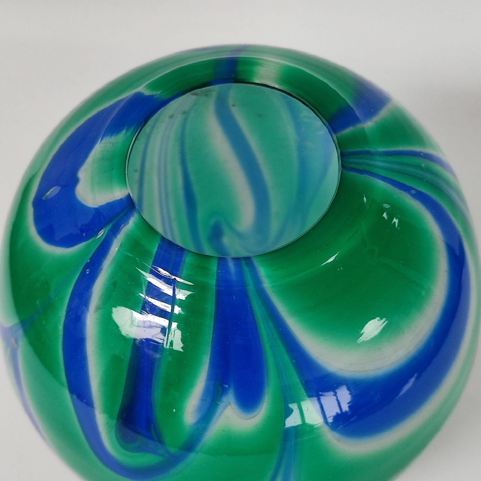 Blue, Green & White Murano Glass Vase by Carlo Moretti, Italy 1990s For Sale 3