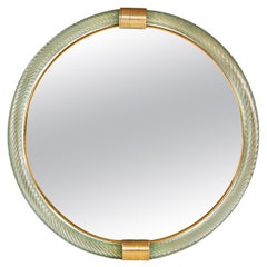 Blue/Green with gold flecks Murano Firenze Mirror in Style of Barovier e Toso