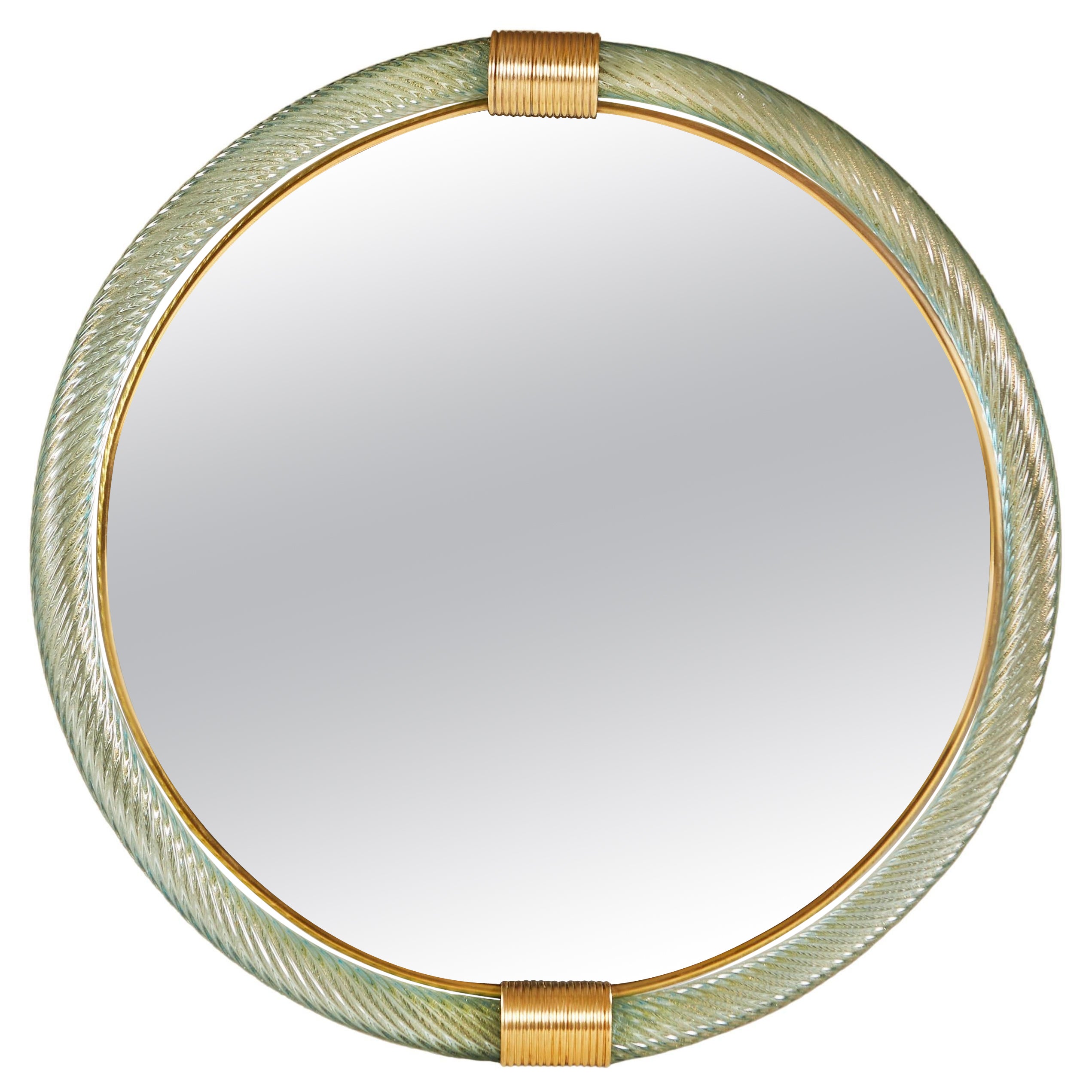 Blue/Green with gold flecks Murano Firenze Mirror in Style of Barovier e Toso