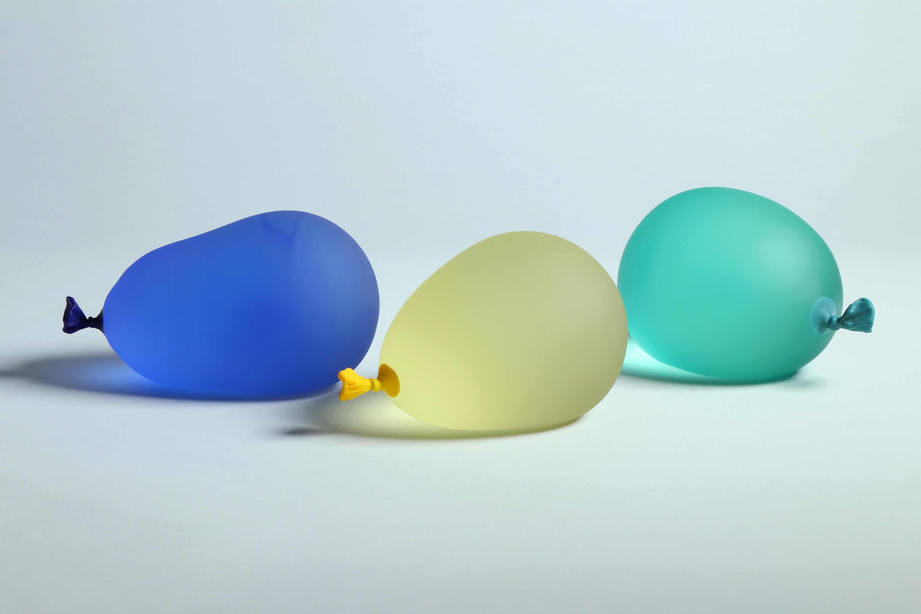 Contemporary Blue, Green & Yellow Glass Water Balloon Sculptures Trio by Dylan Martinez