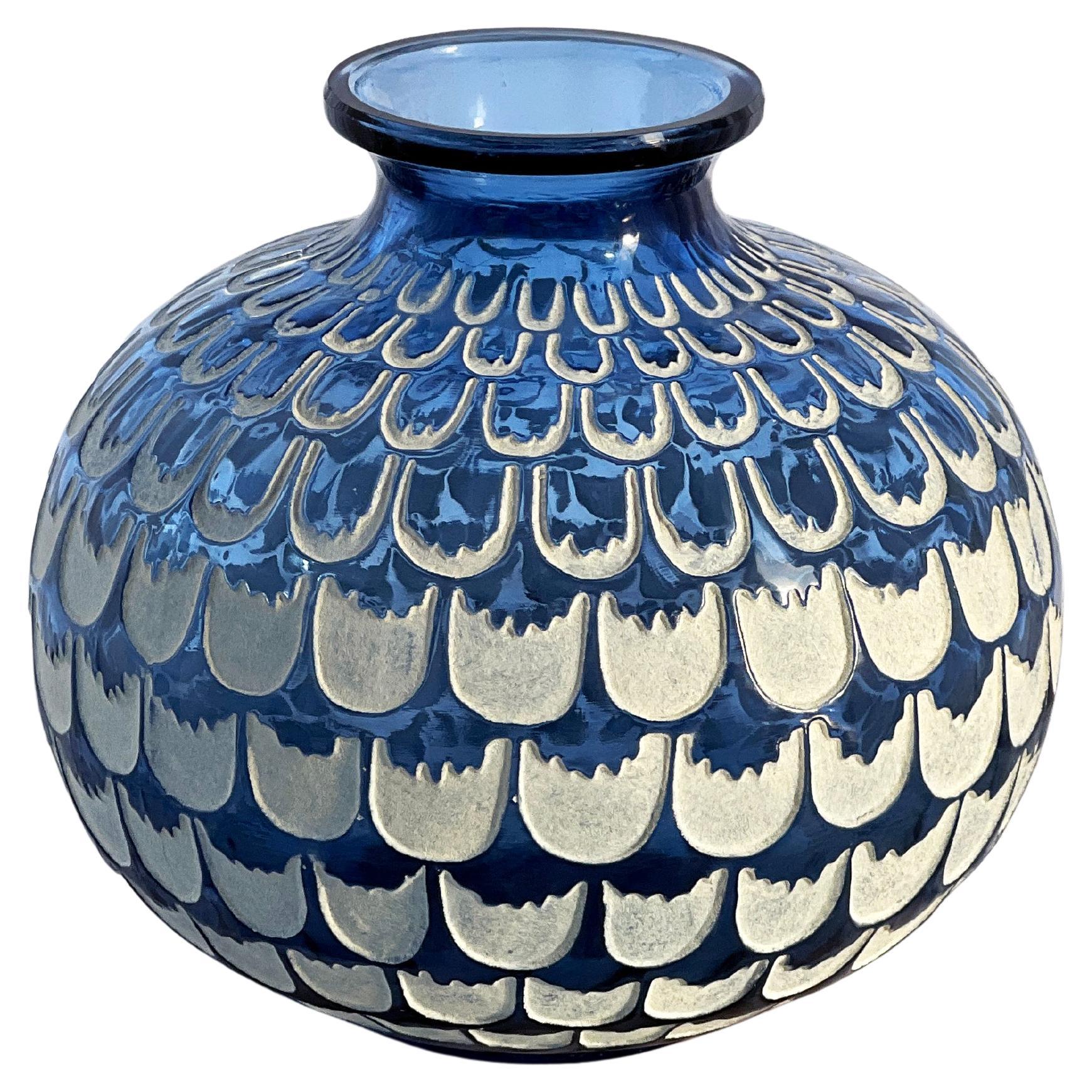 Blue Grenade Vase by Rene Lalique