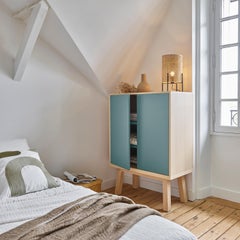 Armadio a 2 ante grigio blu in Wood Wood, Made in France