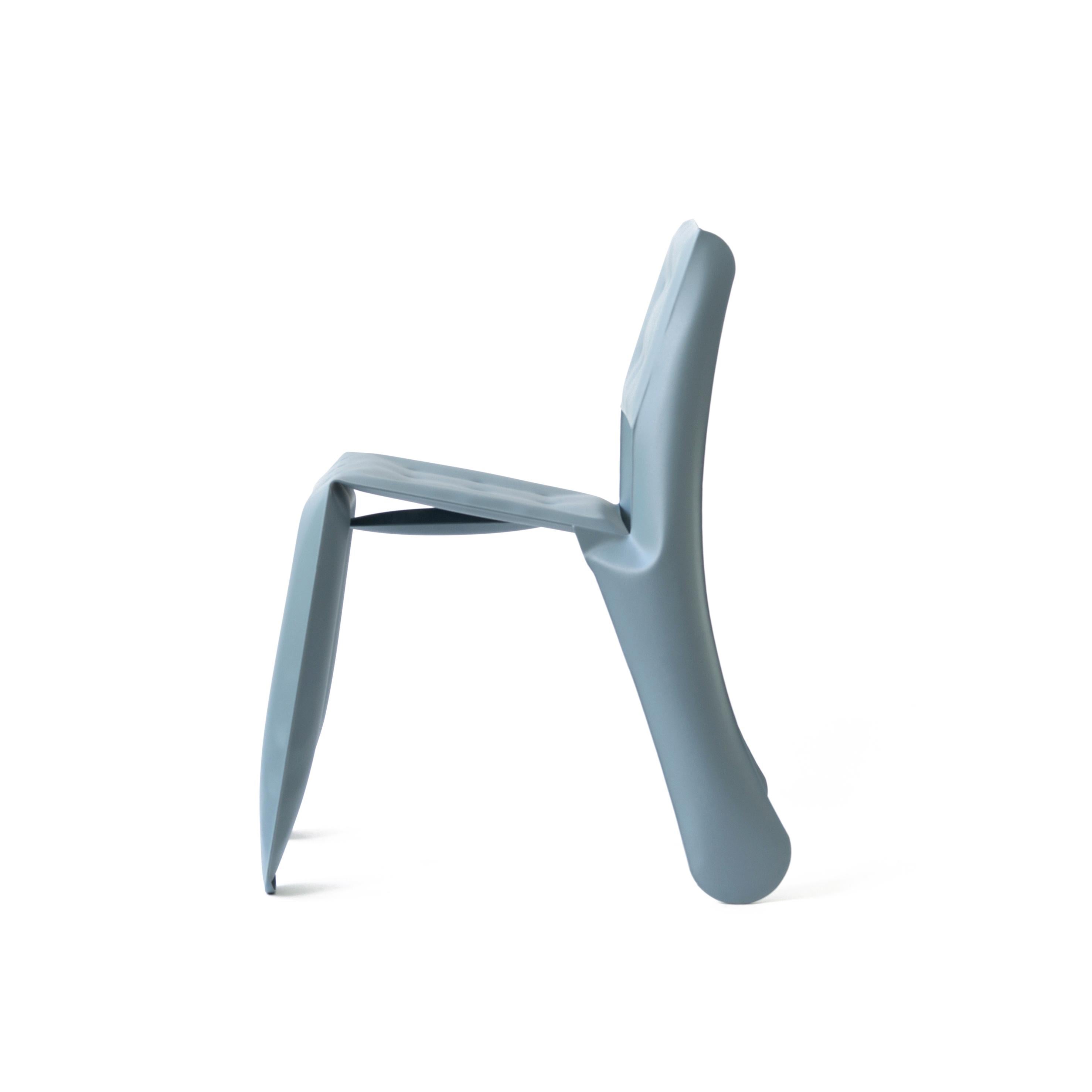 Polish Blue Grey Aluminum Chippensteel 0.5 Sculptural Chair by Zieta For Sale